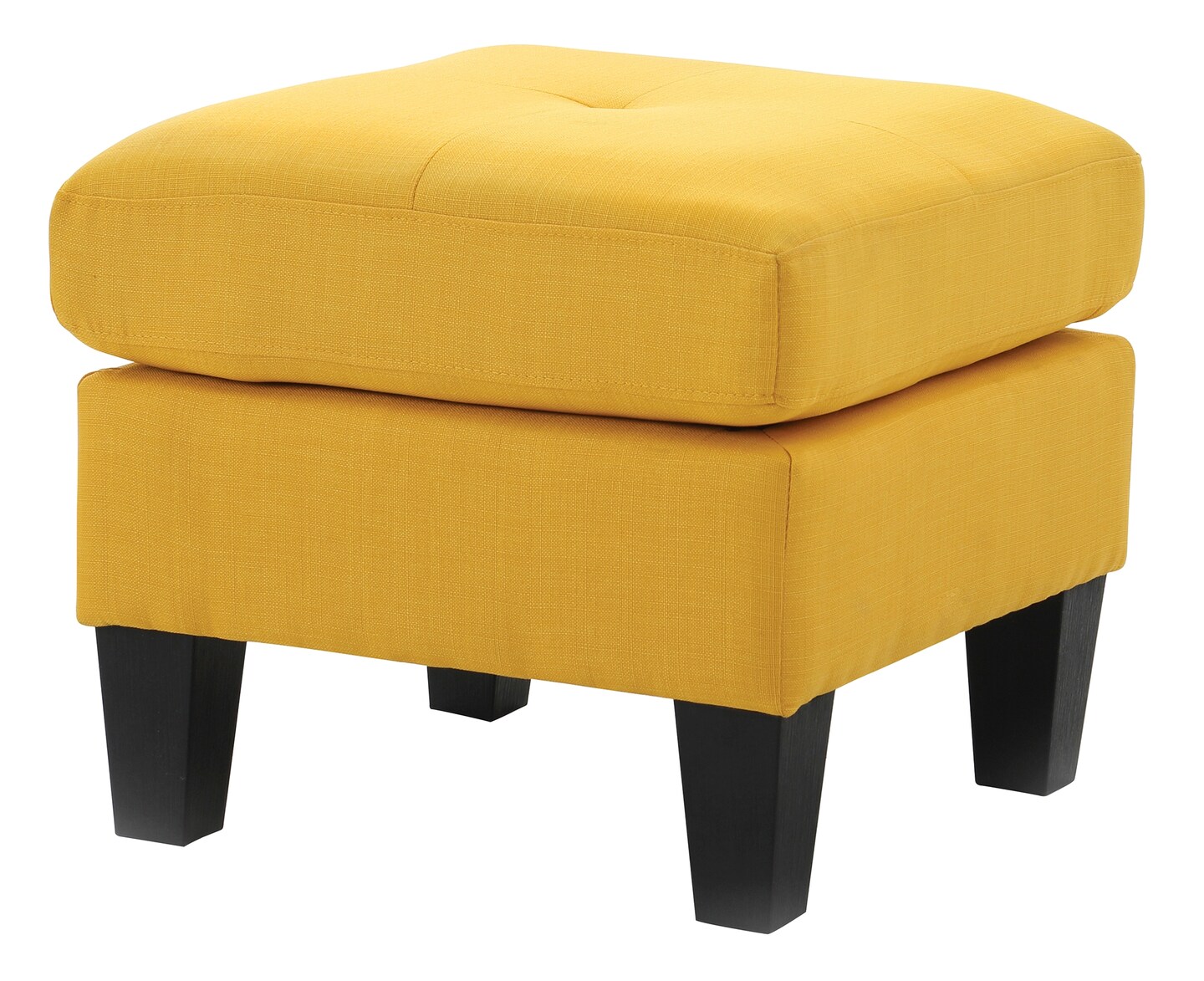 Contemporary Home Living Twill Upholstered Tufted Ottoman - 23&#x22; - Yellow
