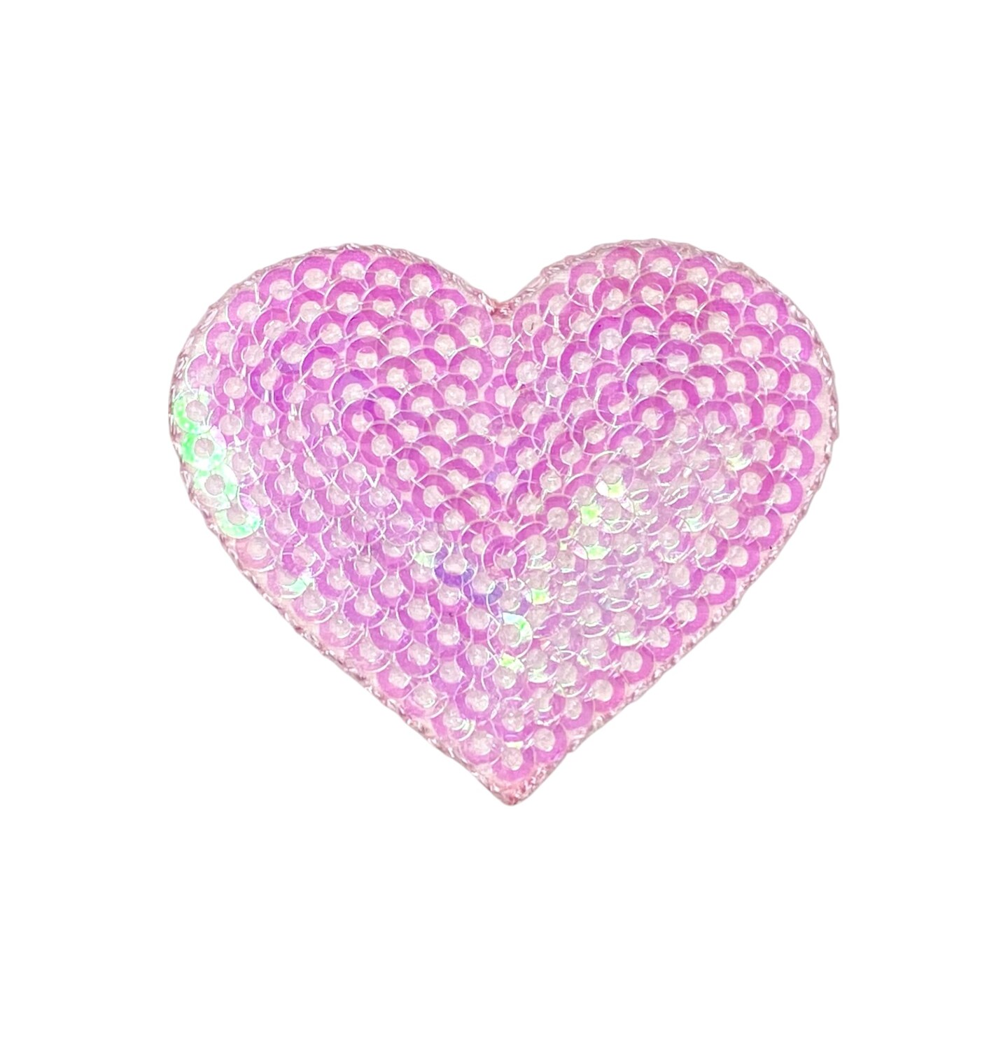 Pink Sequin Heart, Embroidered, Iron on Patch
