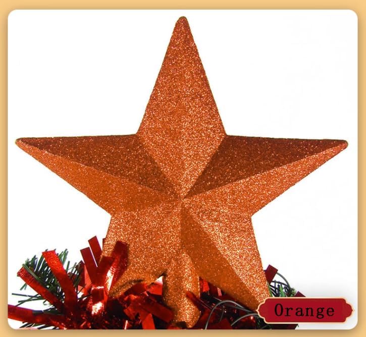 Glitter Star Tree Topper Christmas Decoration-8 Inch,Orange