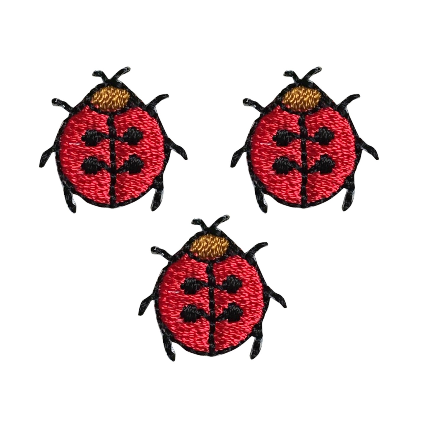 Set of 3, Mini Ladybug, Embroidered, Iron on Patch