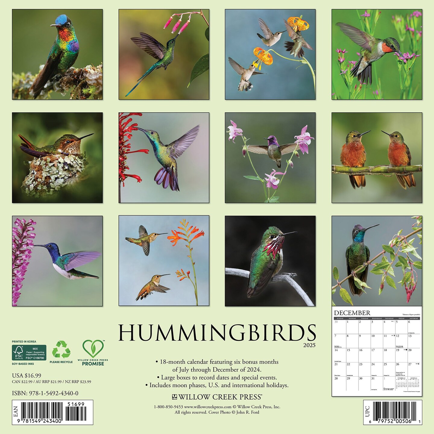 Hummingbirds 2025 Wall Calendar