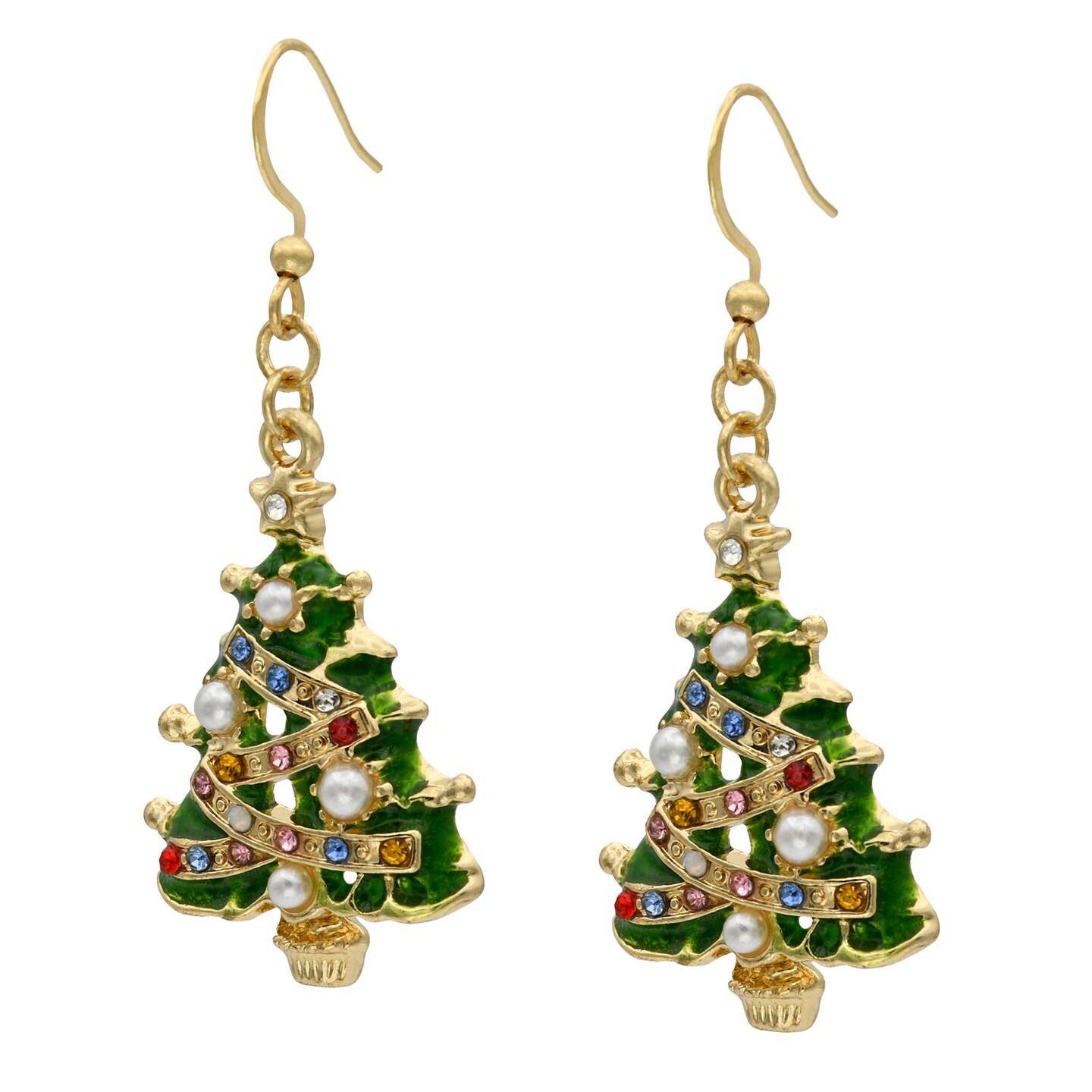 Christmas Tree Earring Gold Festive Womans Earrings
