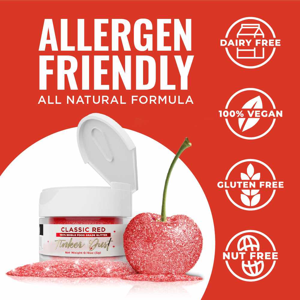 Bakell - Classic Red Tinker Dust Edible Glitter (5g, 1x Jar) for Food, Desserts, and Beverages!