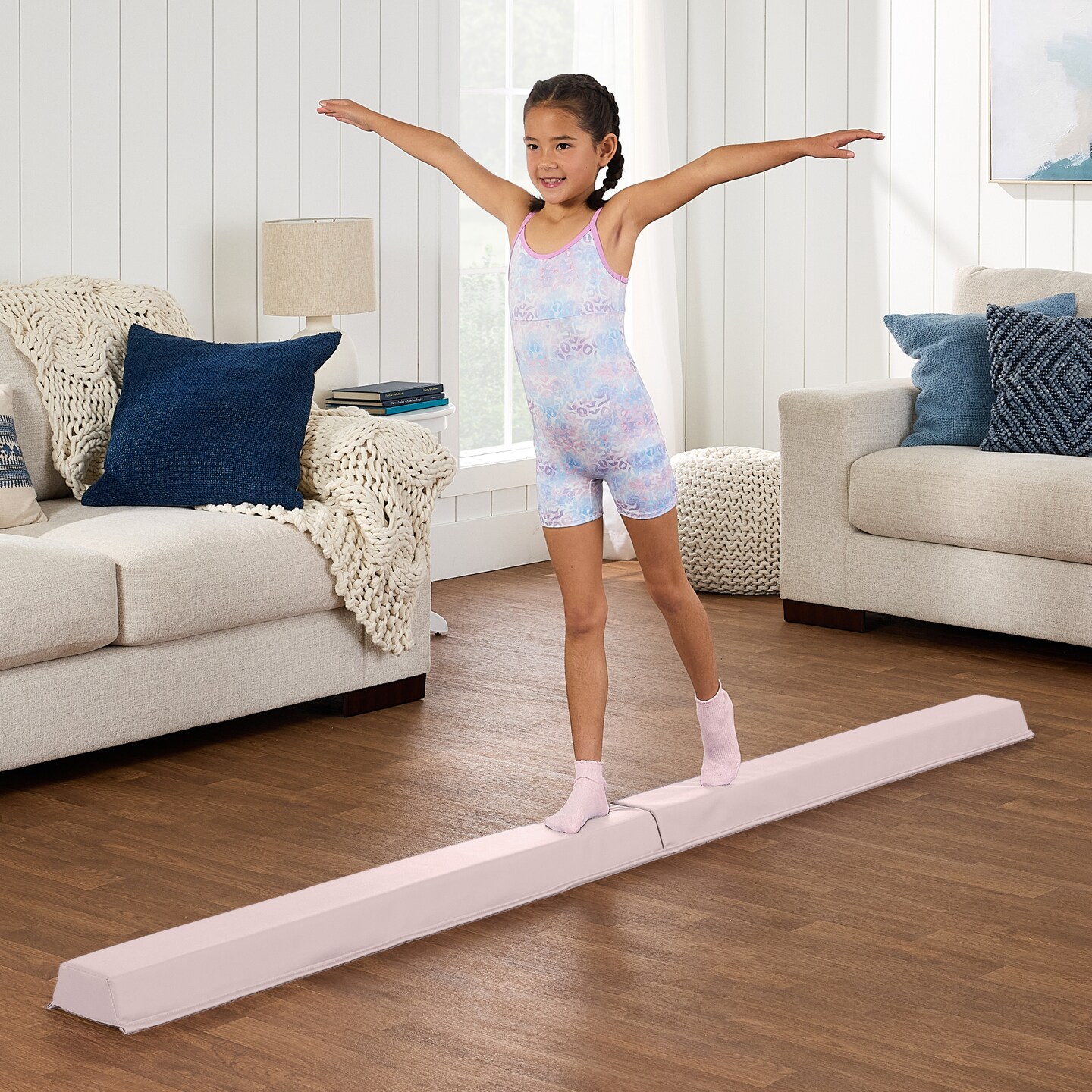 Best Choice Products 8ft Folding Floor Balance Beam 2-Panel for Gymnastics Practice, Exercise