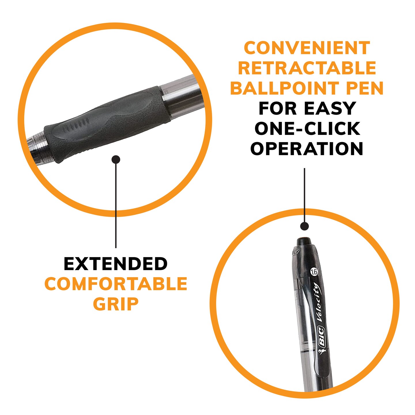 BIC Glide Bold Black Ballpoint Pens, Bold Point (1.6mm), 12-Count Pack, Retractable Ballpoint Pens with Comfortable Full Grip