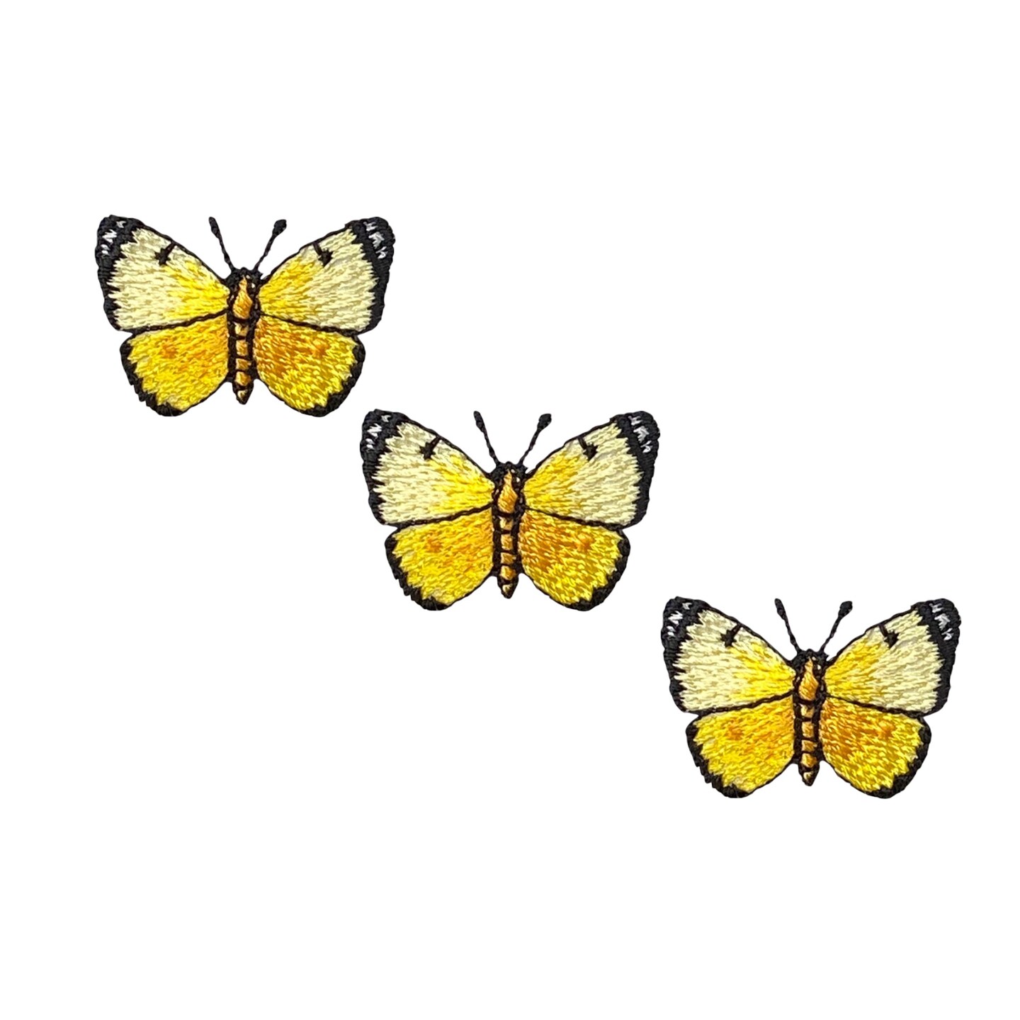 Set of 3, Mini Yellow Butterfly, Embroidered, Iron on Patch
