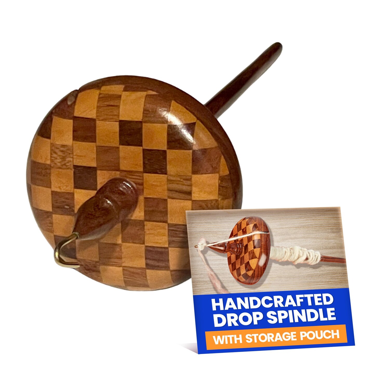 My Two Ladies | Top Whorl Drop Spindle Kit | w/Orange Pouch