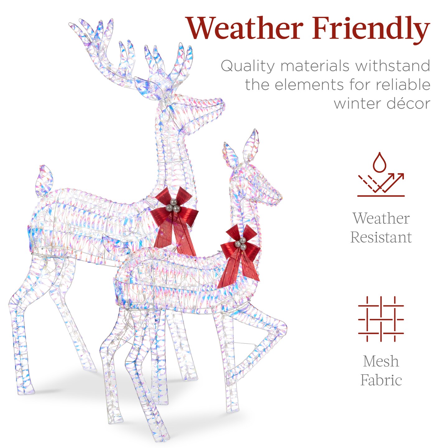 Best Choice Products 3-Piece Lighted Christmas Deer Set Outdoor Yard Decoration w/ 360 LED Lights, Stakes