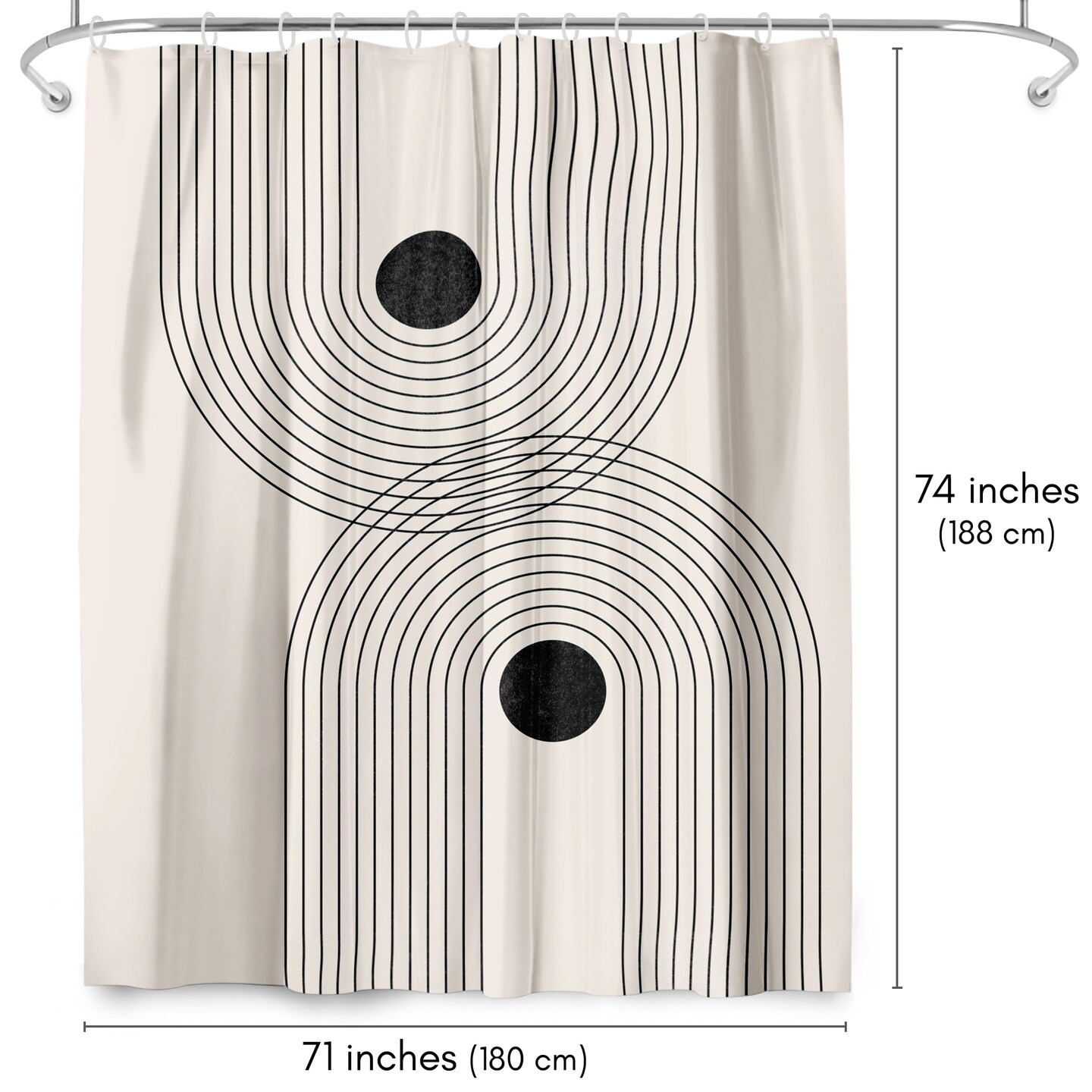 Americanflat 71" x 74" Shower Curtain, Black Geometrical Line Art 2 by Tetyana Karankovska