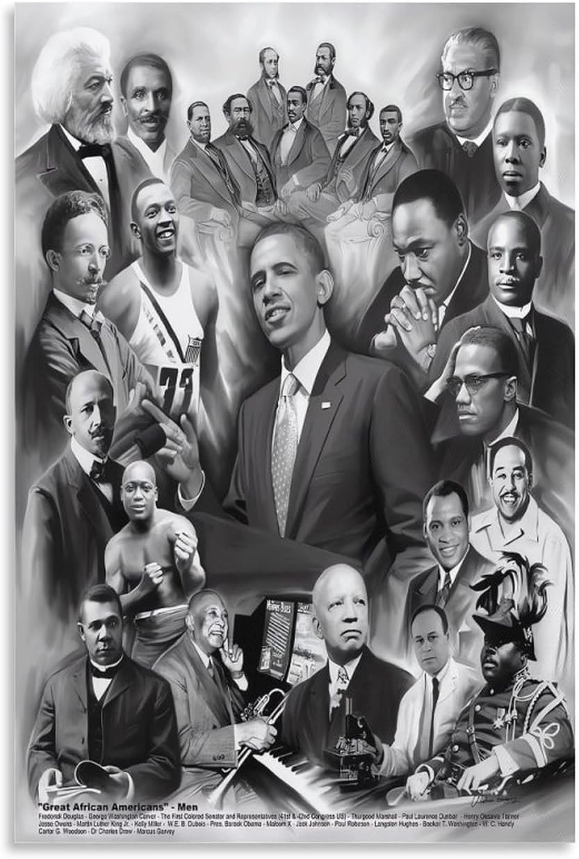 Great African Americans Men African American President Leaders Poster,Black History Month Poster Canvas Wall Art Prints for Wall Decor Room Decor Bedroom Decor Gifts 12x18inch(30x45cm) Unframe-style