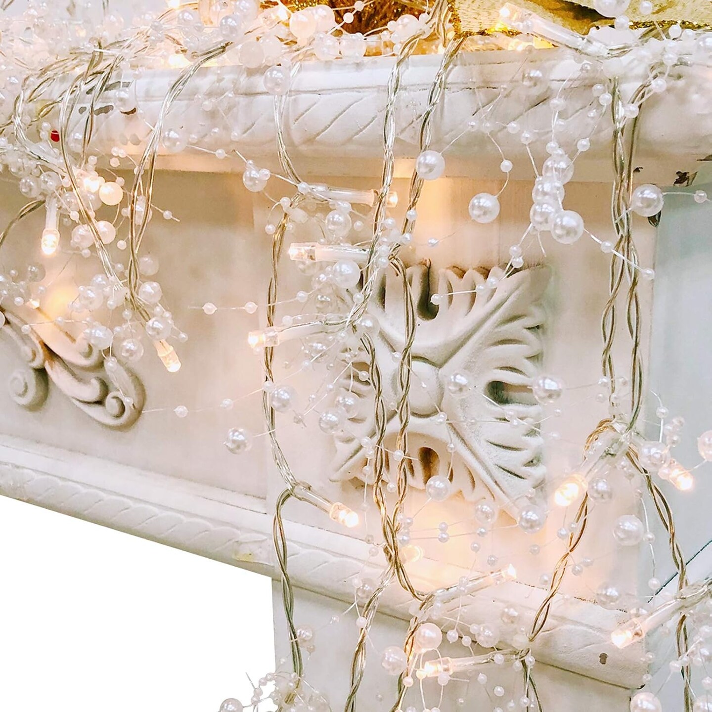 10 Ft 30 LED Christmas Garland with Lights Timer Lighted Beaded Garland Christmas String Lights Battery Operated Lighted Christmas Garland Xmas Garland Decor for Home Mantle Fireplace Table