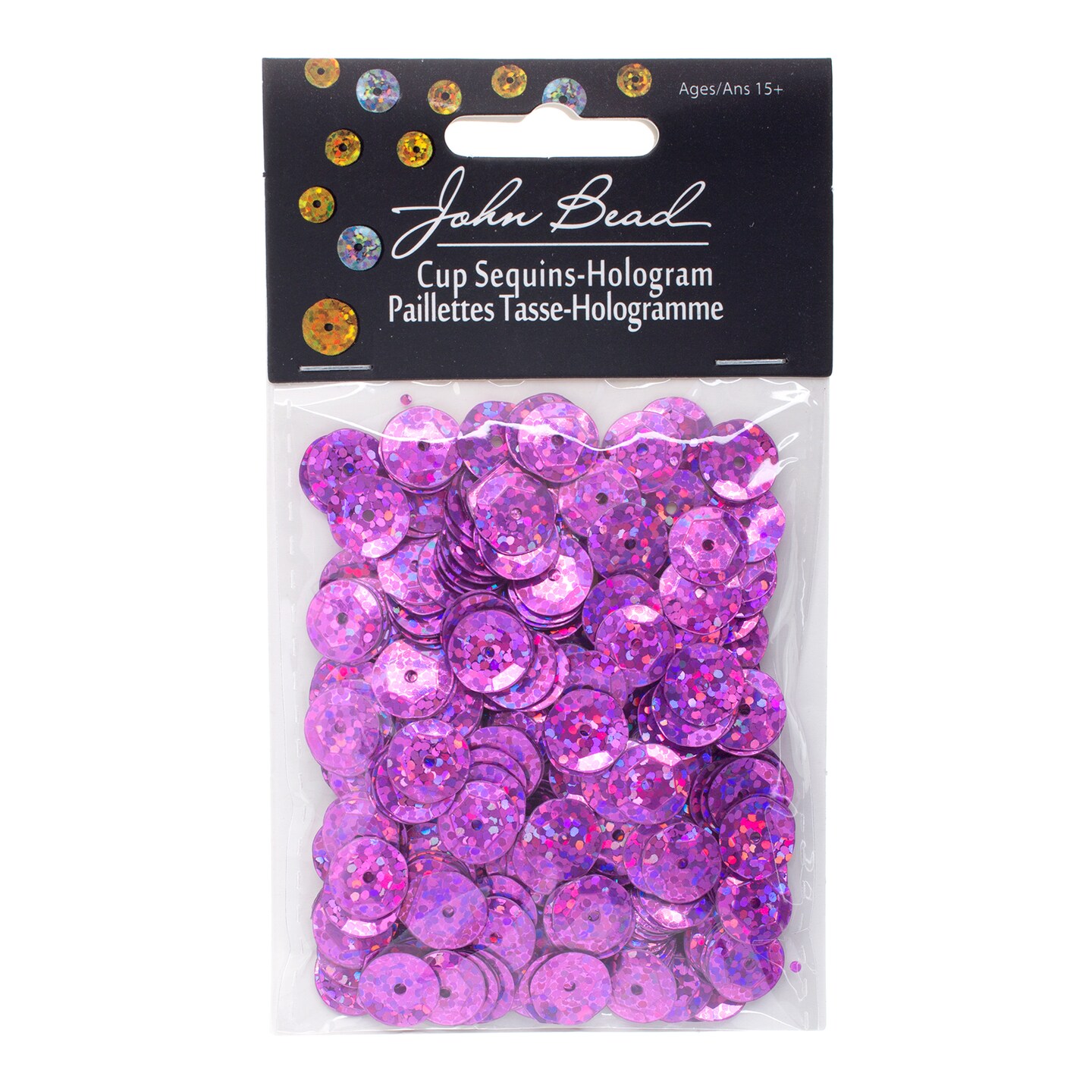 John Bead 10mm Flat Round Sequins Hologram, 450pcs
