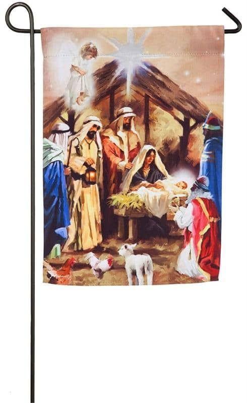 Christmas Garden Flag Religious Collage 2 Sided Nativity