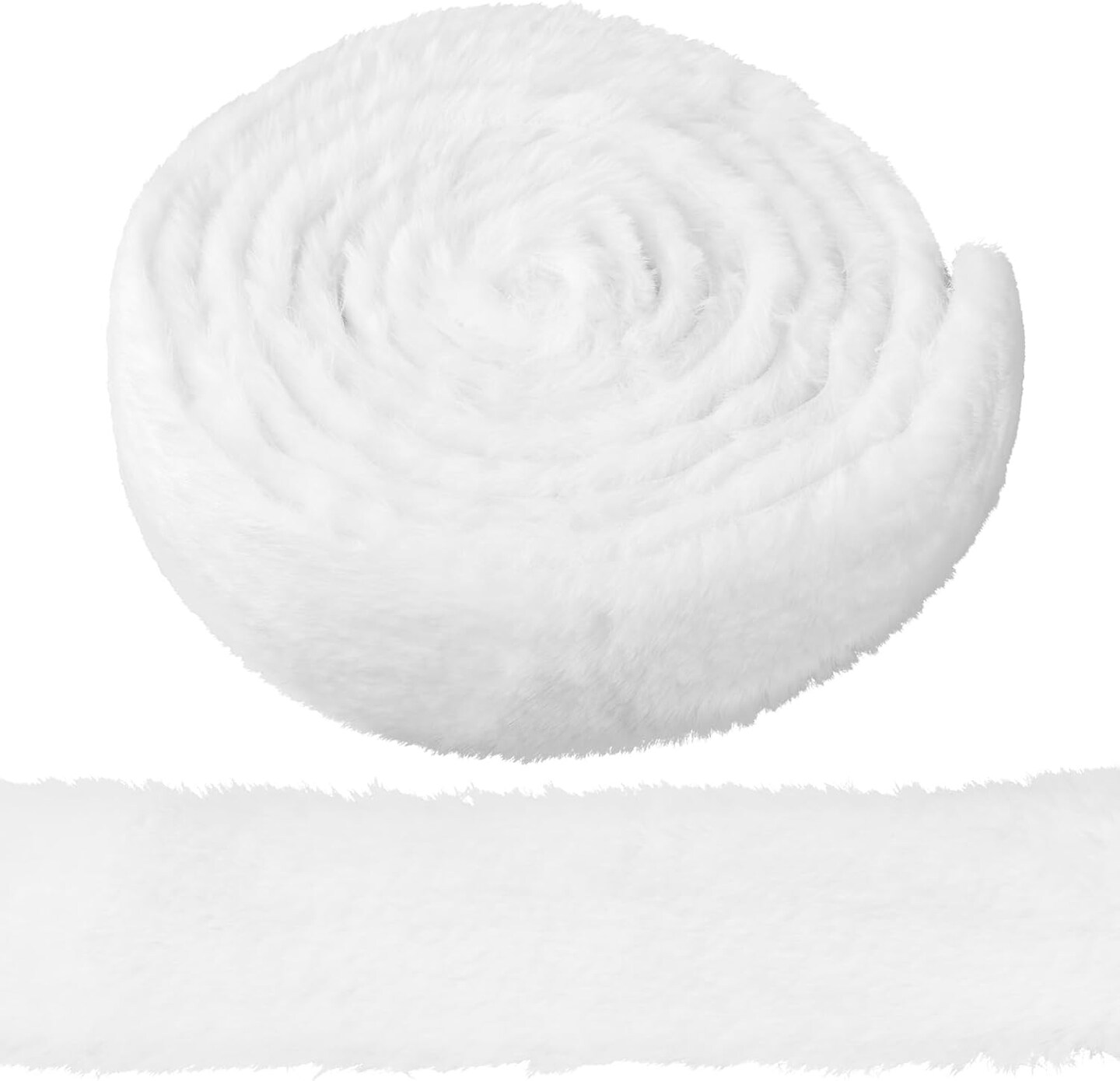 Christmas Fur Trim White Faux Fur Ribbon Trim White Fur Fabric Roll for Garland Wreath Bows Santa Costume Sewing Christmas Tree Decor(1.97inch x 3 Yards)