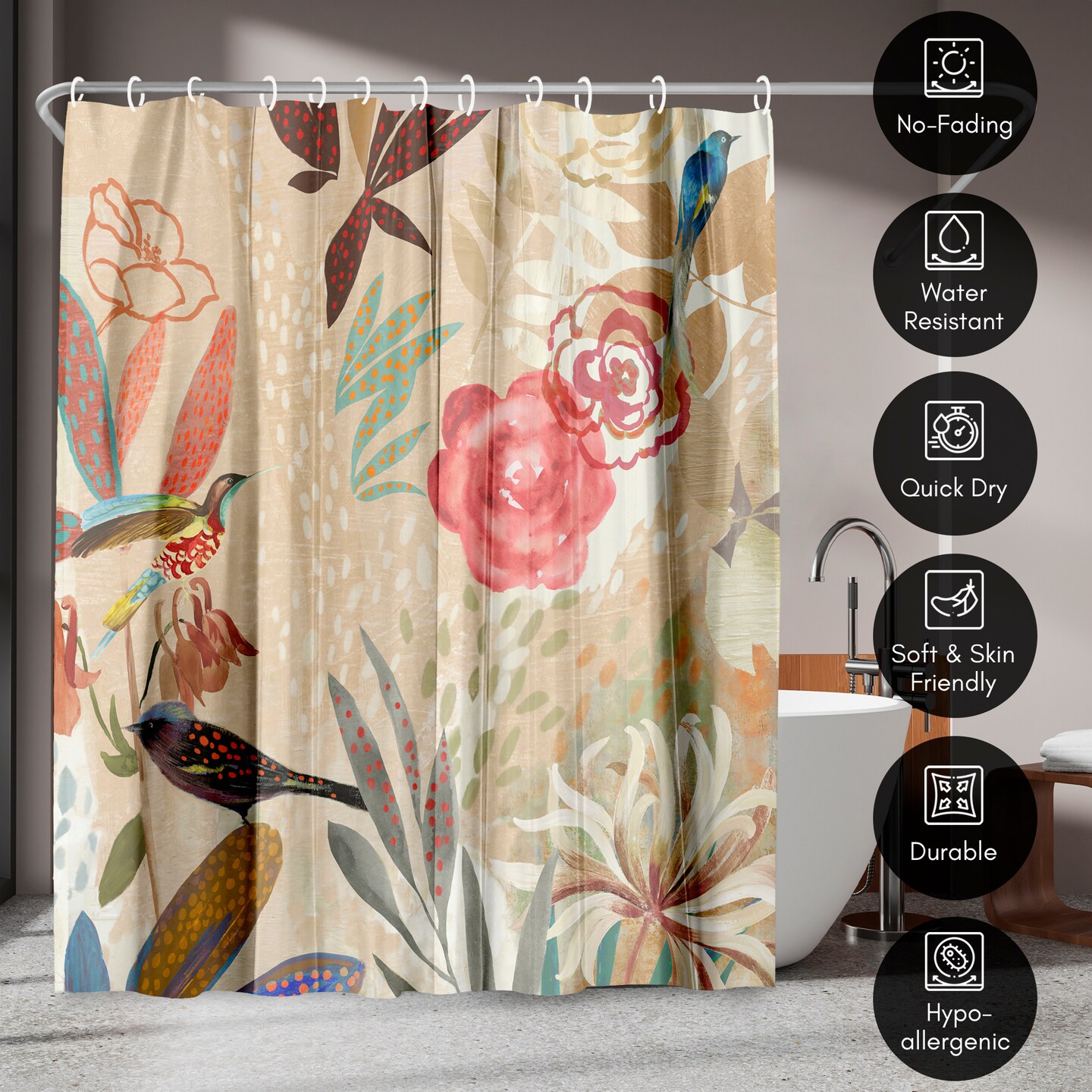 Americanflat 71" x 74" Shower Curtain, Where The Passion Flower Grows Ii by PI Creative Art