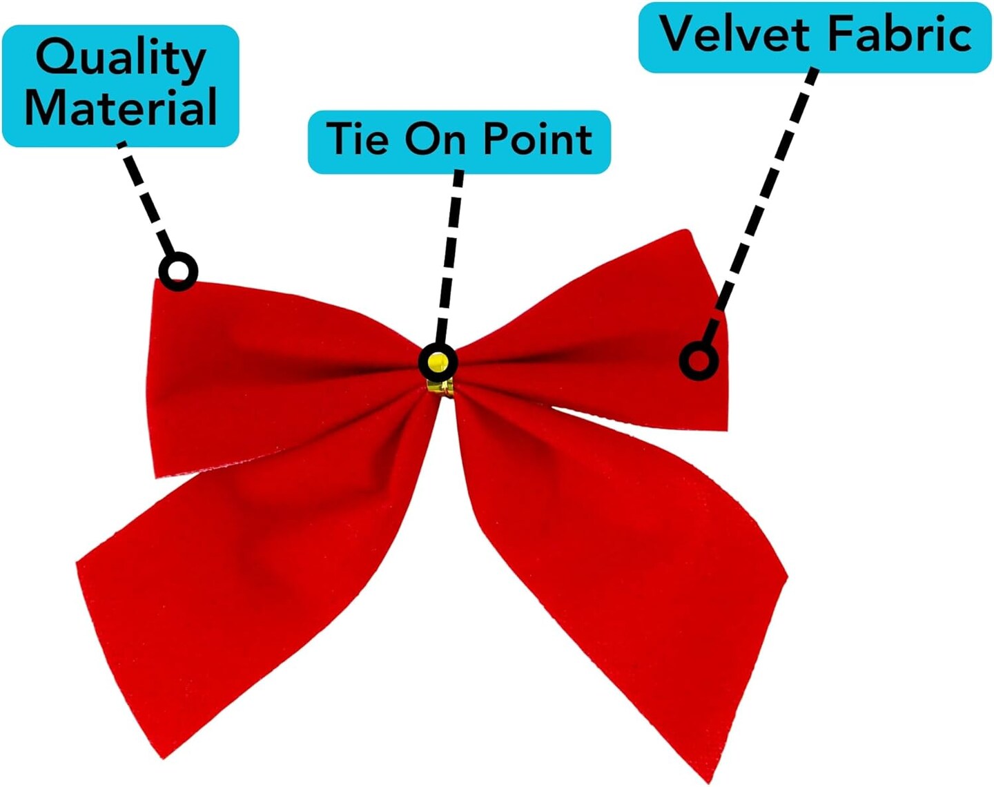 Mini Small Velvet Bows, Red, 3.5 x 3.5-Inch, 72-Pack