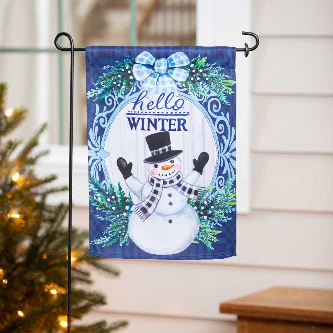 Snowman Winter Garden Flag 2 Sided Hello Winter