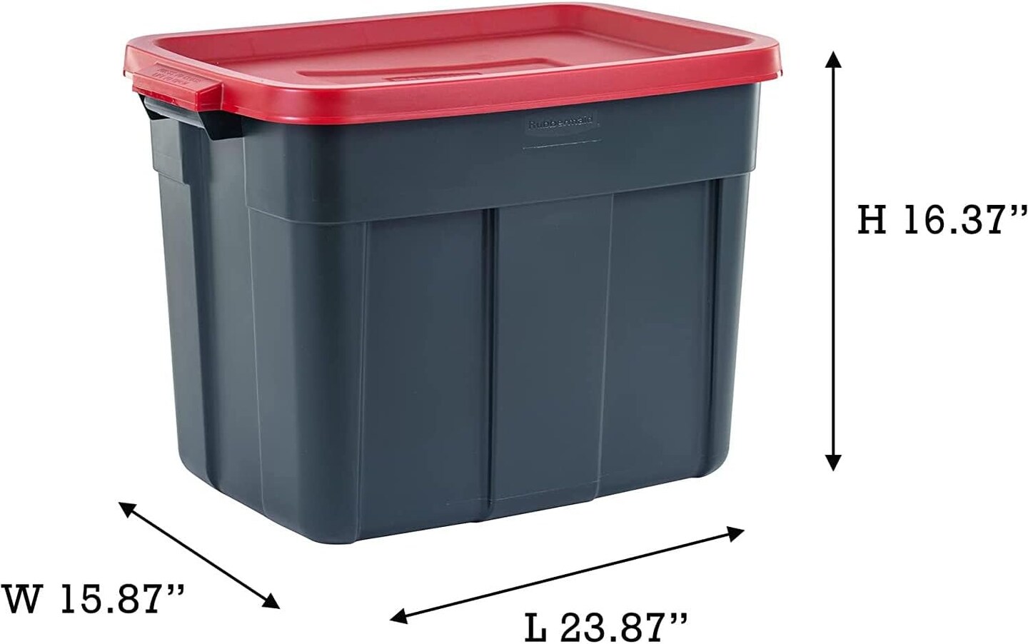 oughneck Tote 18 Gal, 6 Pack, Made in USA, Green &#x26; Red, Rugged Plastic Stackable Storage Bins with Lids and Handles