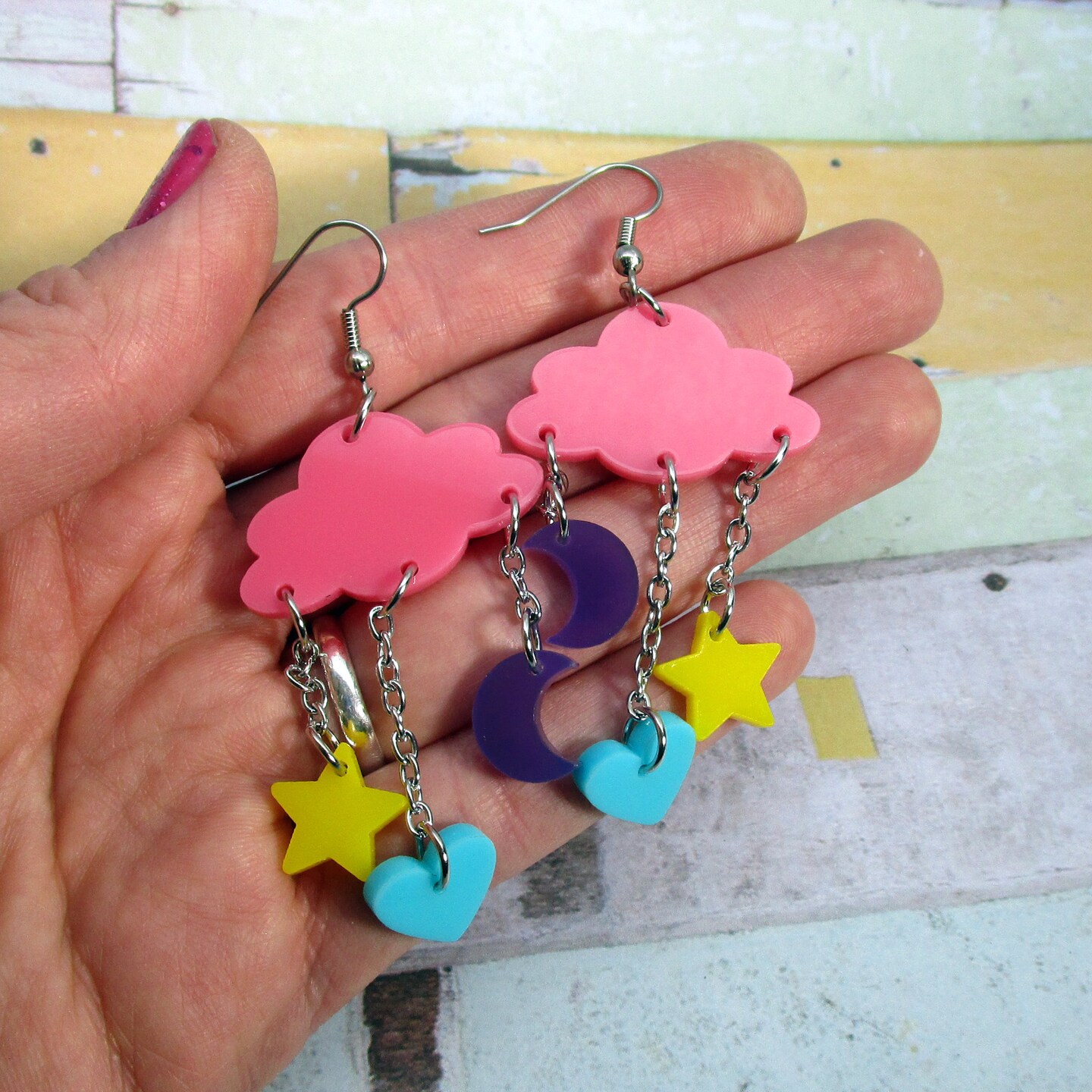 Pastel Decora Dream Cloud Lucky Charms Dangle Earrings