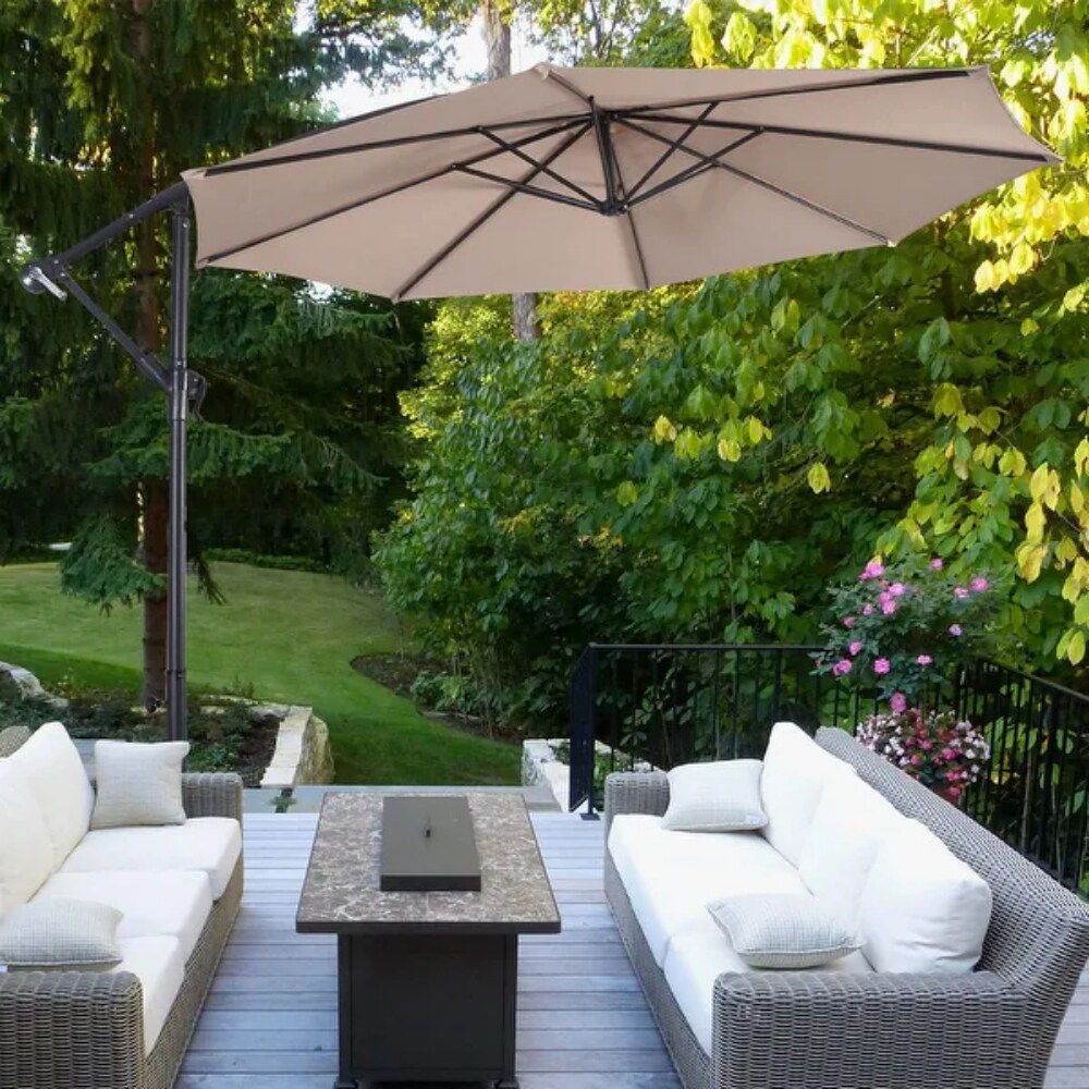 10 Feet Patio Outdoor Sunshade Hanging Umbrella without Weight Base