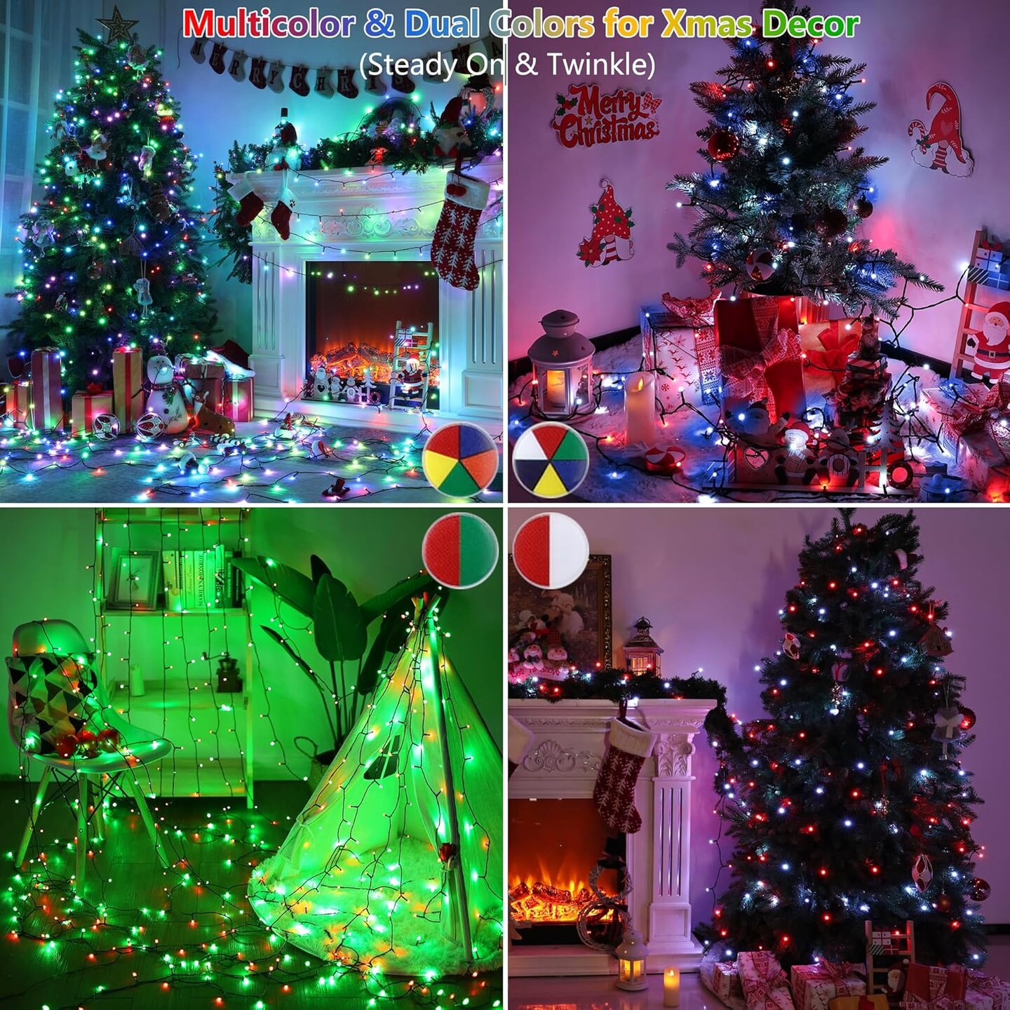 Christmas Lights RGB String Lights, 131ft 350 LED String Lights with Remote &#x26; Timer, Waterproof Color Changing String Lights - Xmas Tree Lights for Homer Party Indoor Outdoor Christmas Decor
