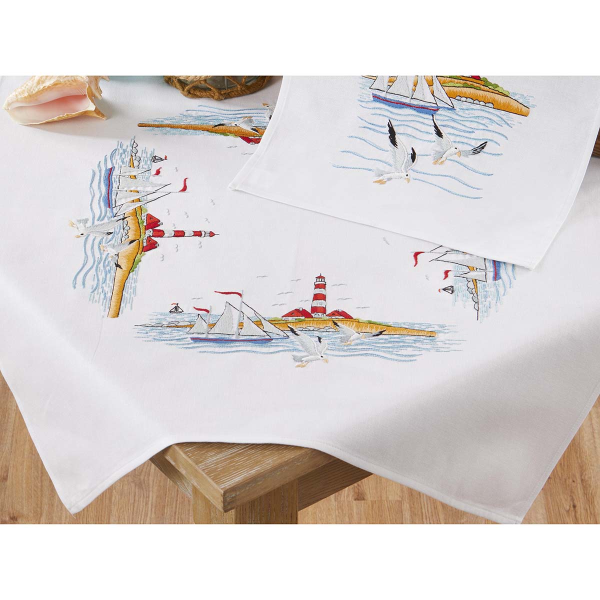 Herrschners  Coastline Table Topper Stamped Embroidery Kit