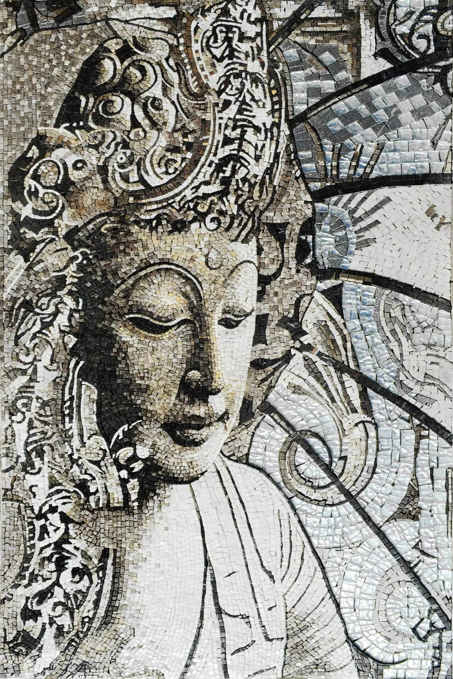 product name is Tara Indian Goddess Marble Mosaic Mural