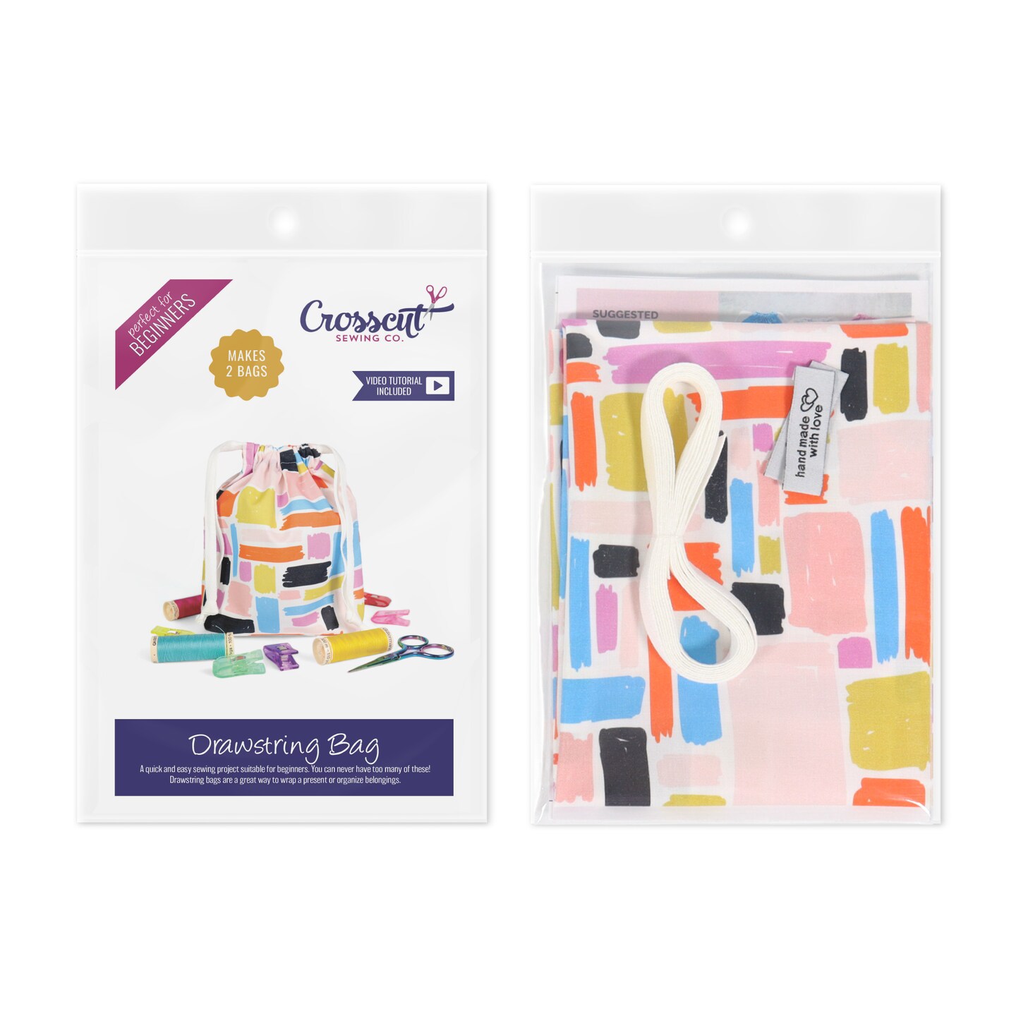 Crosscut Sewing Co.&#xAE; Drawstring Bag Sewing Kit - Beginner Sewing Project Kit
