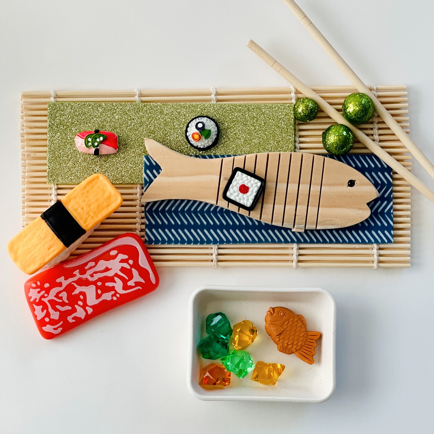 57-Piece Sushi Play Dough Kit, Sensory Kit, Open Ended Toys
