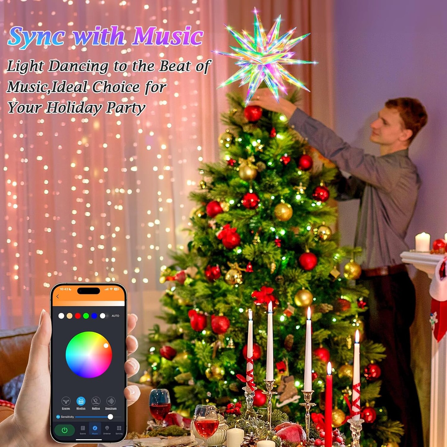 Christmas Star Tree Topper, 11&#x201D; Smart Lighted Treetop Decoration with RGB Color Changing &#x26; Music Sync, Xmas Star Decor, Remote &#x26; Bluetooth App Control, Hanging Star Decor for Christmas Tree Holiday