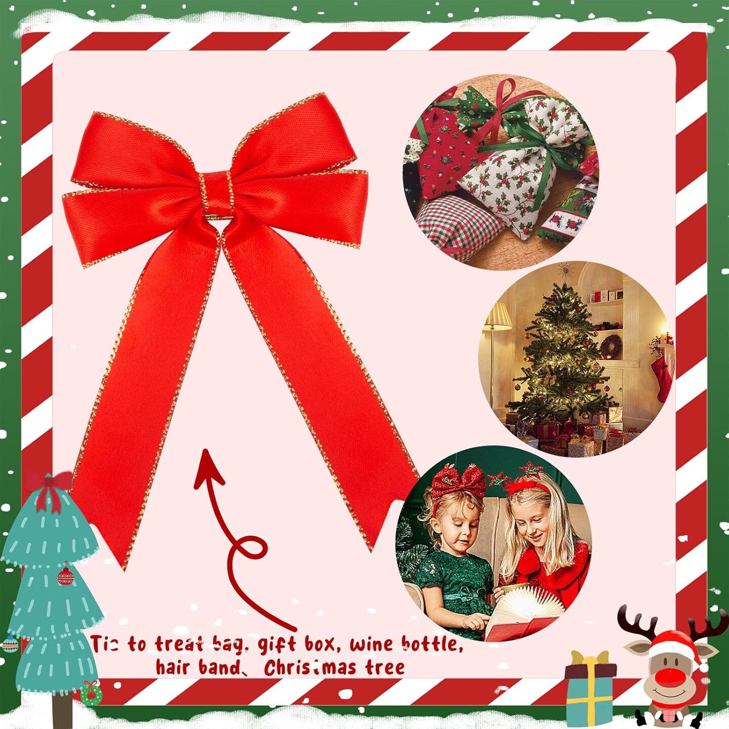 20PCS Christmas Bow Decorations, Holiday Red Satin Christmas Wreath Bow, Great for Christmas Garland Outdoor Christmas Decorations Crafts Gift Box Xmas Tree