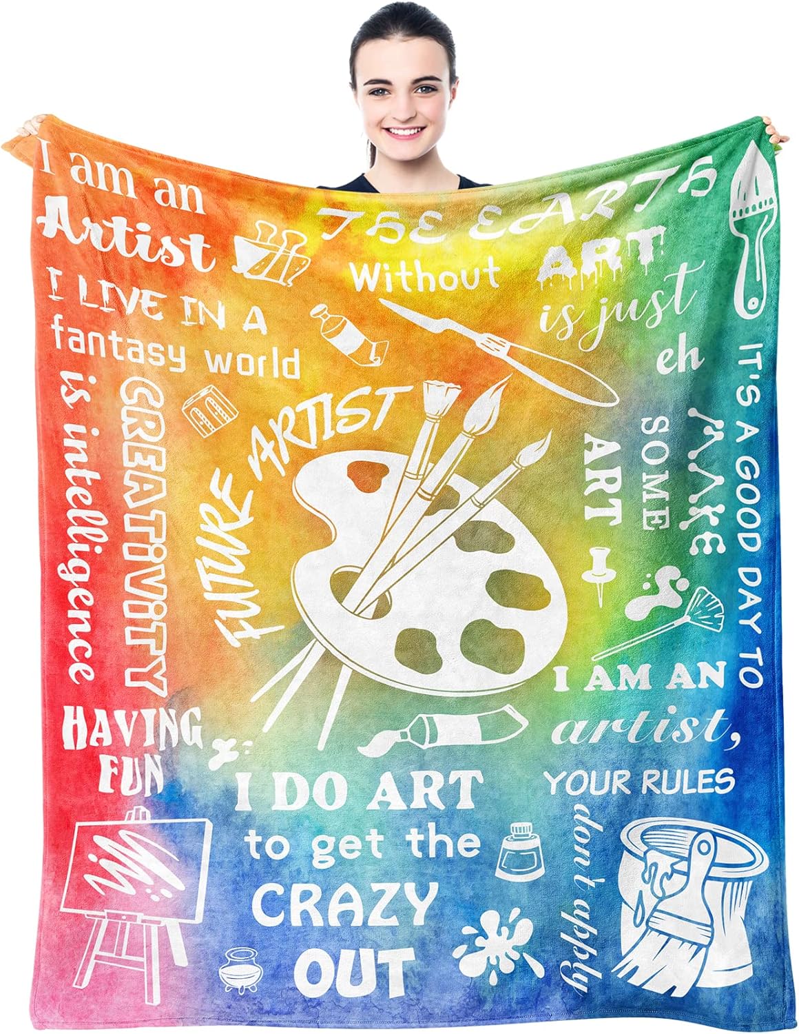 Gifts for Artists - Artist Gifts Blanket 60&#x22;X50&#x22; - Art Teacher Gifts - Gifts for Artists Women - Art Gifts for Girls - Gifts for Painters - Drawing Gift, Birthday Gift for Art Lovers Teen Kids