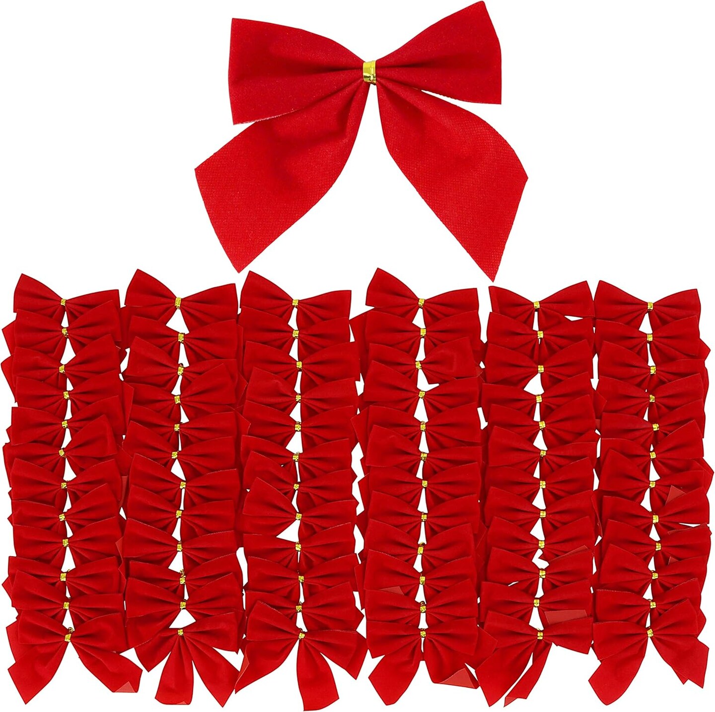 Mini Small Velvet Bows, Red, 3.5 x 3.5-Inch, 72-Pack