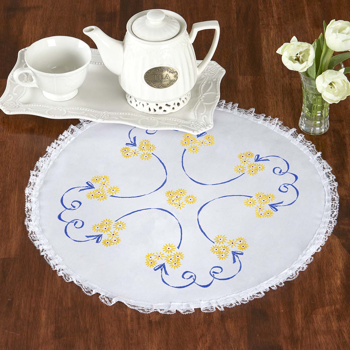Herrschners  Augusta Lace Doily SE Stamped Embroidery