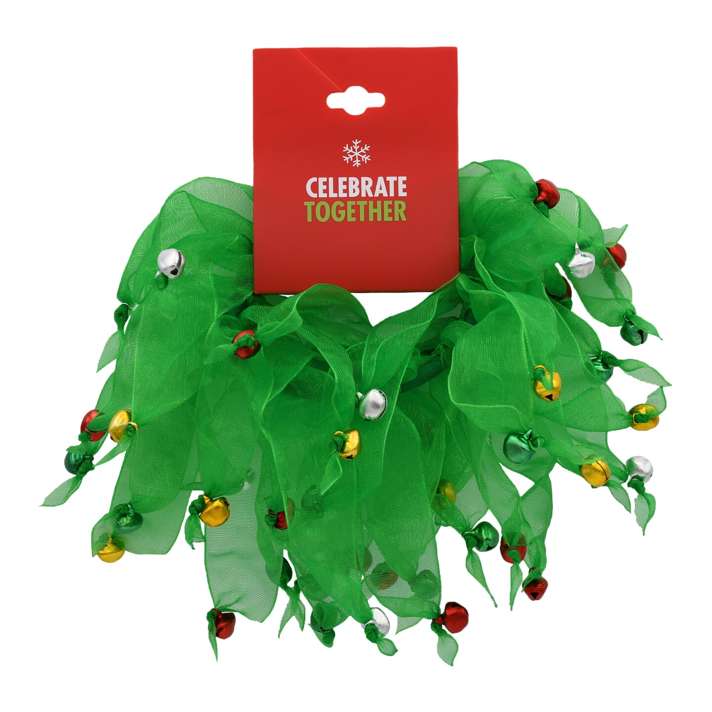 Christmas Green Festive Hair Tie Bands with Bells