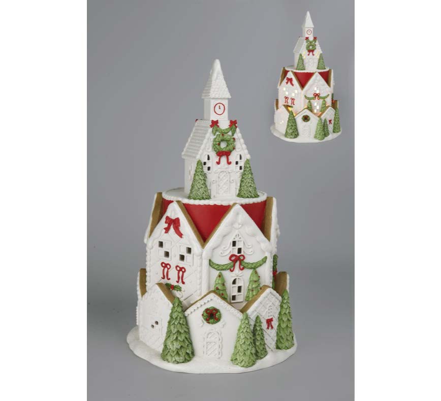 20&#x22; Gingerbread House Tower with LED Lights &#x2013; Unique Festive Holiday Decoration