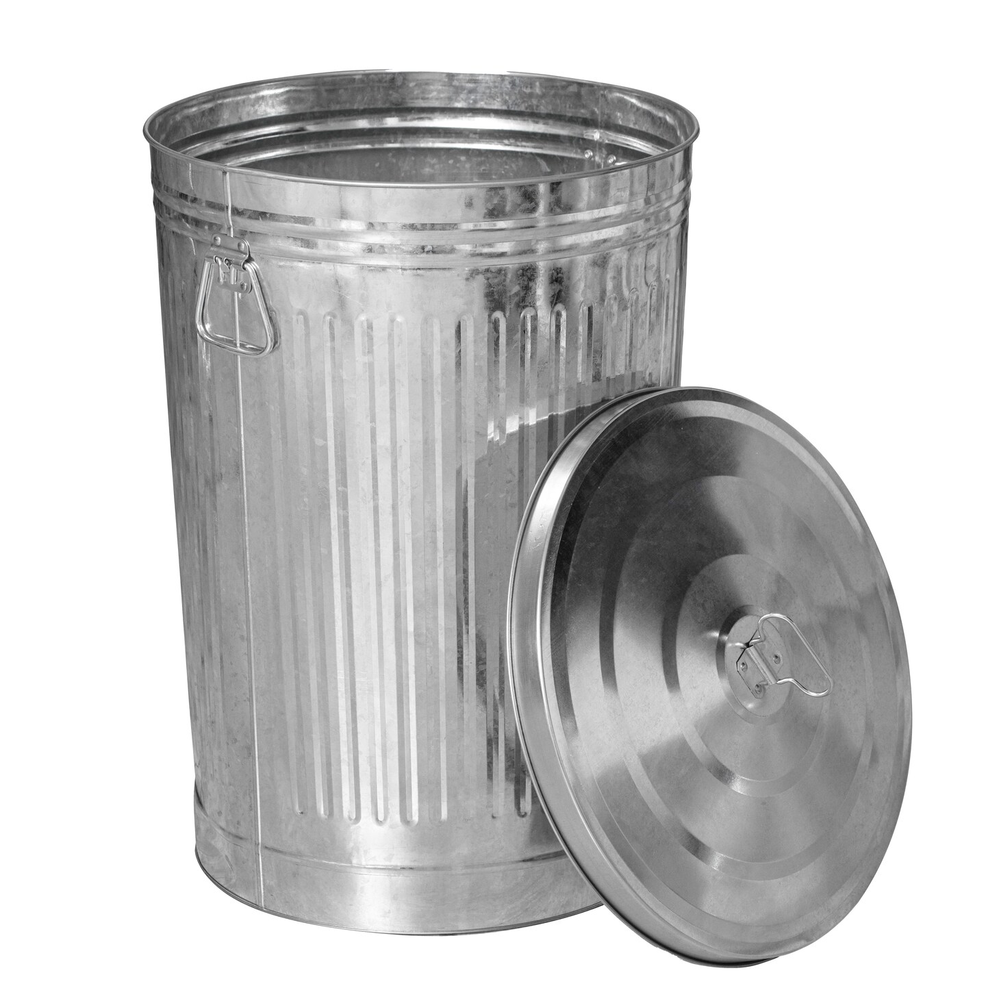 Gardenised Round Galvanized Steel, Trash Can with Lid - Durable Metal Bucket for Backyard, Lawn, Garden and Yard Use - Weather-Resistant Garbage Can for Indoor and Outdoor