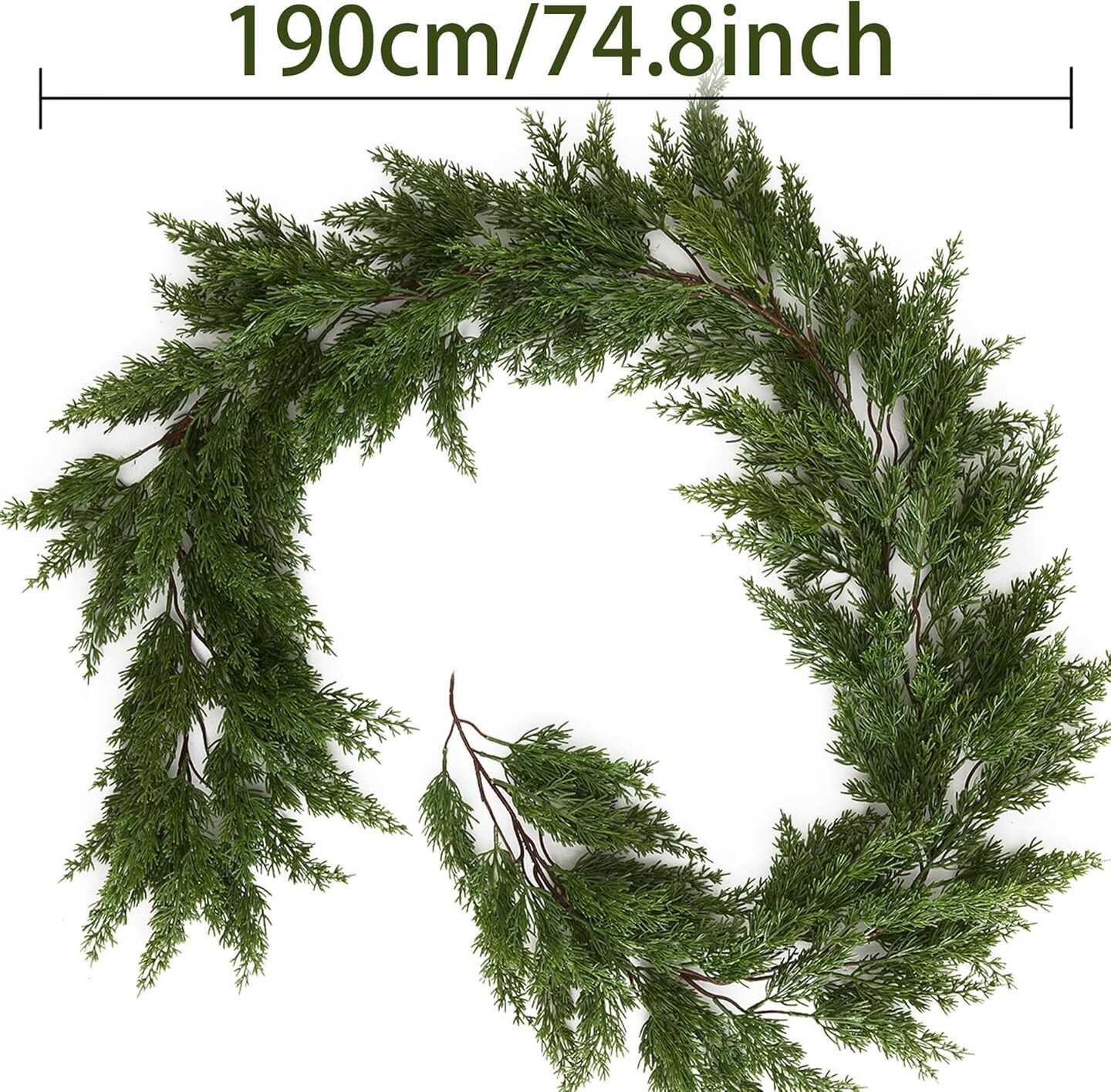 Garland,Lighted Artificial Pine Garland with Plug in 35 Count Clear Incandescent Mini Lights, Perfect for Indoor/Outdoor Holiday Decorations