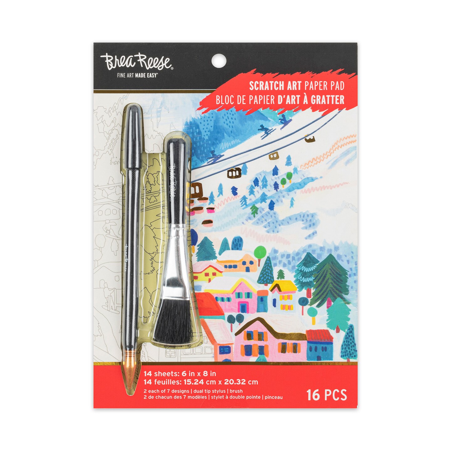 Brea Reese: Scratch Art Paper Pad - Winterscapes - 14 6x8" Pages, Reveal Seasonal & Festive Holiday Designs, Metallic Pops, Adult Craft Activity