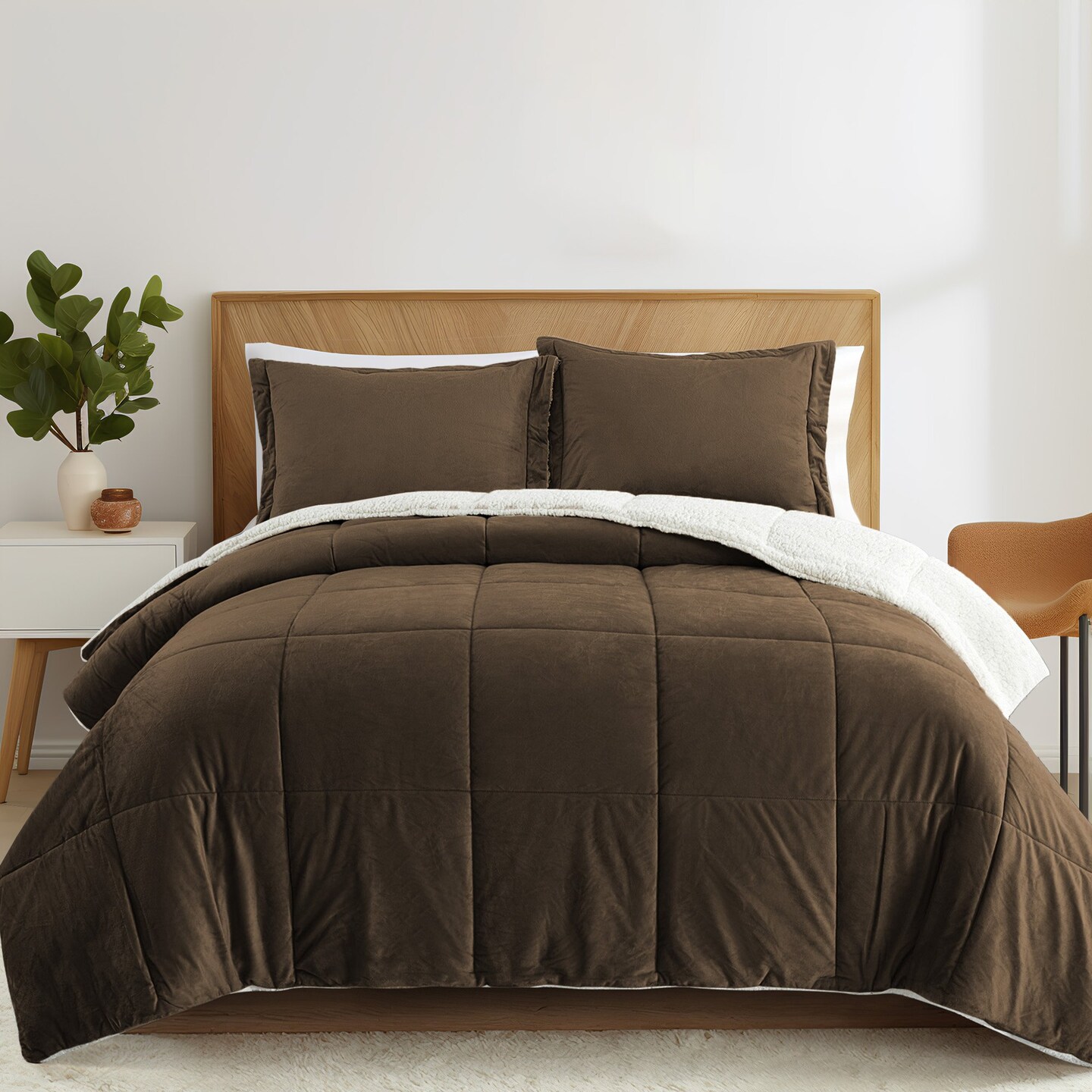 Peace Nest Super Soft Faux Faux Comforter Winter Warm Fleece Bedding Set Plush Fuzzy Bed Set 3 Pieces 1 Comforter With 2