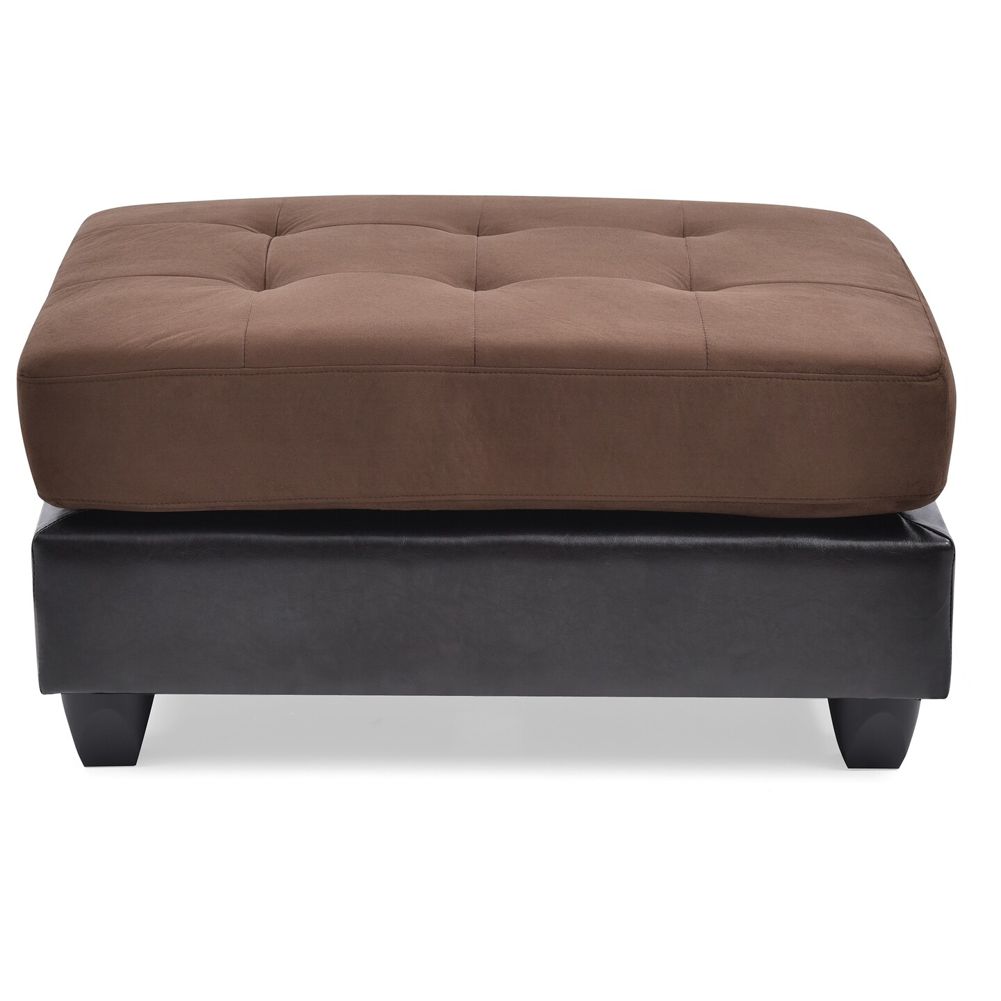 Contemporary Home Living Two Tone Tufted Faux Leather Ottoman - 38" - Brown