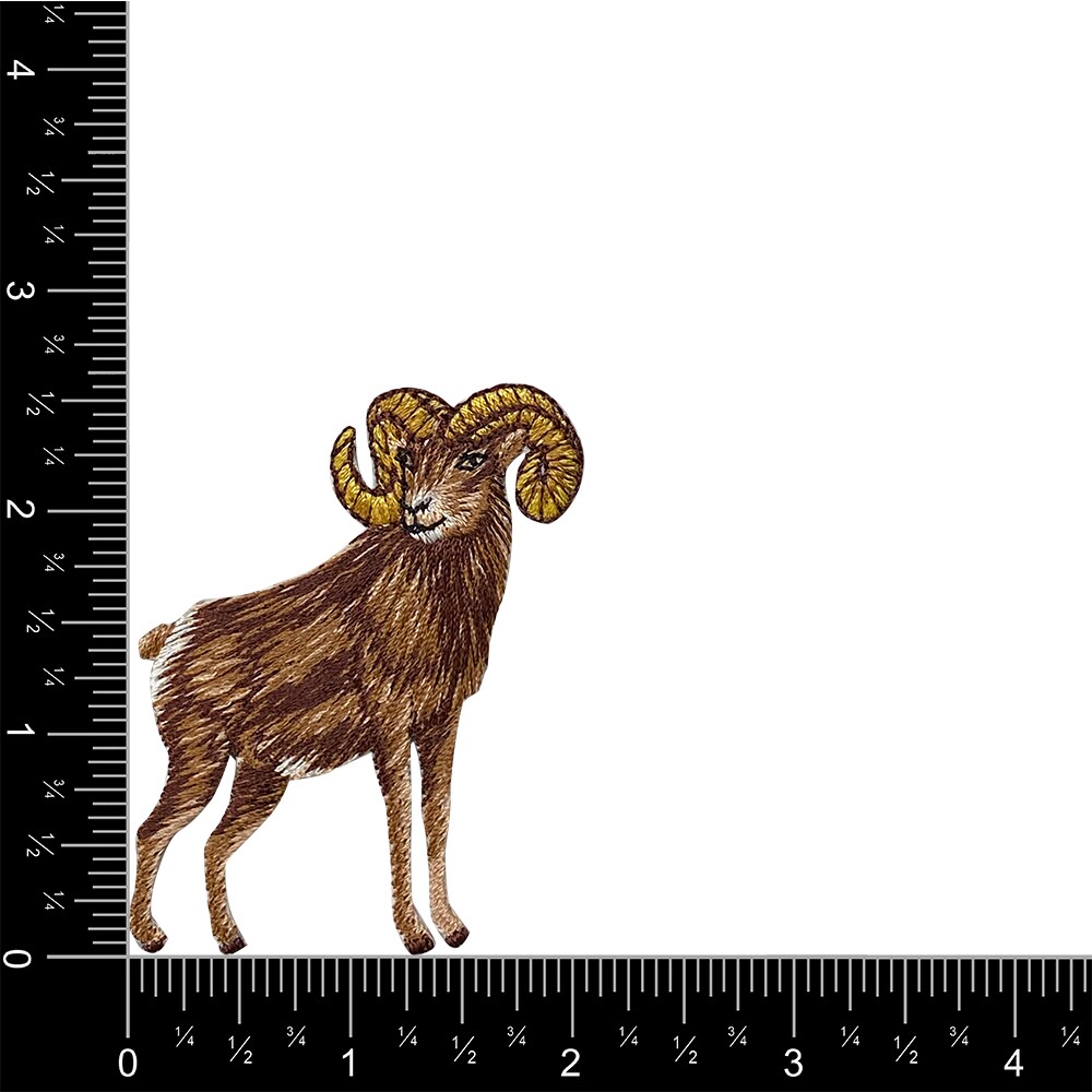 Big Horn Sheep, Ram, Realistic Animals, Embroidered, Iron on Patch