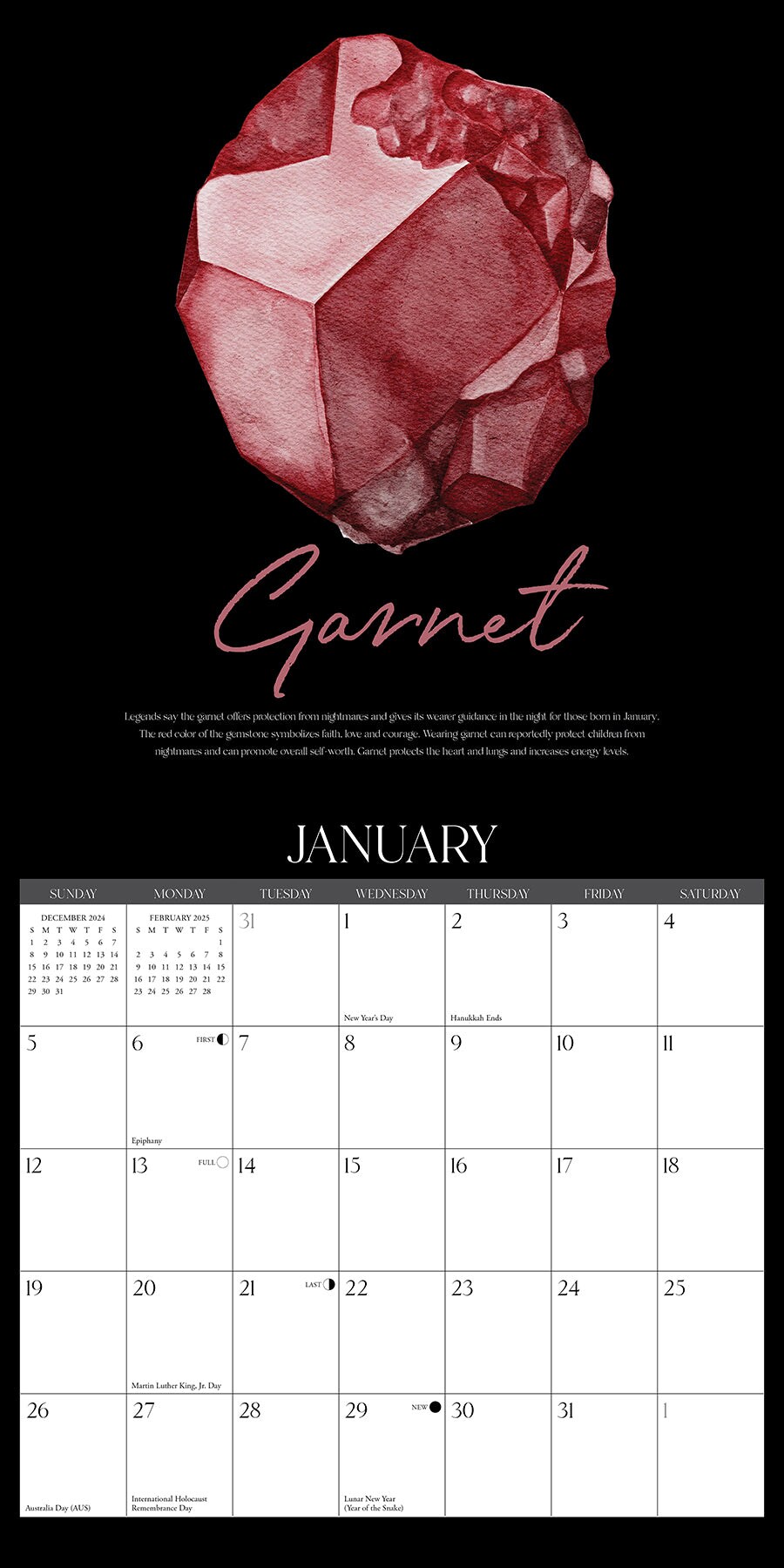 Gemstones 2025 Wall Calendar