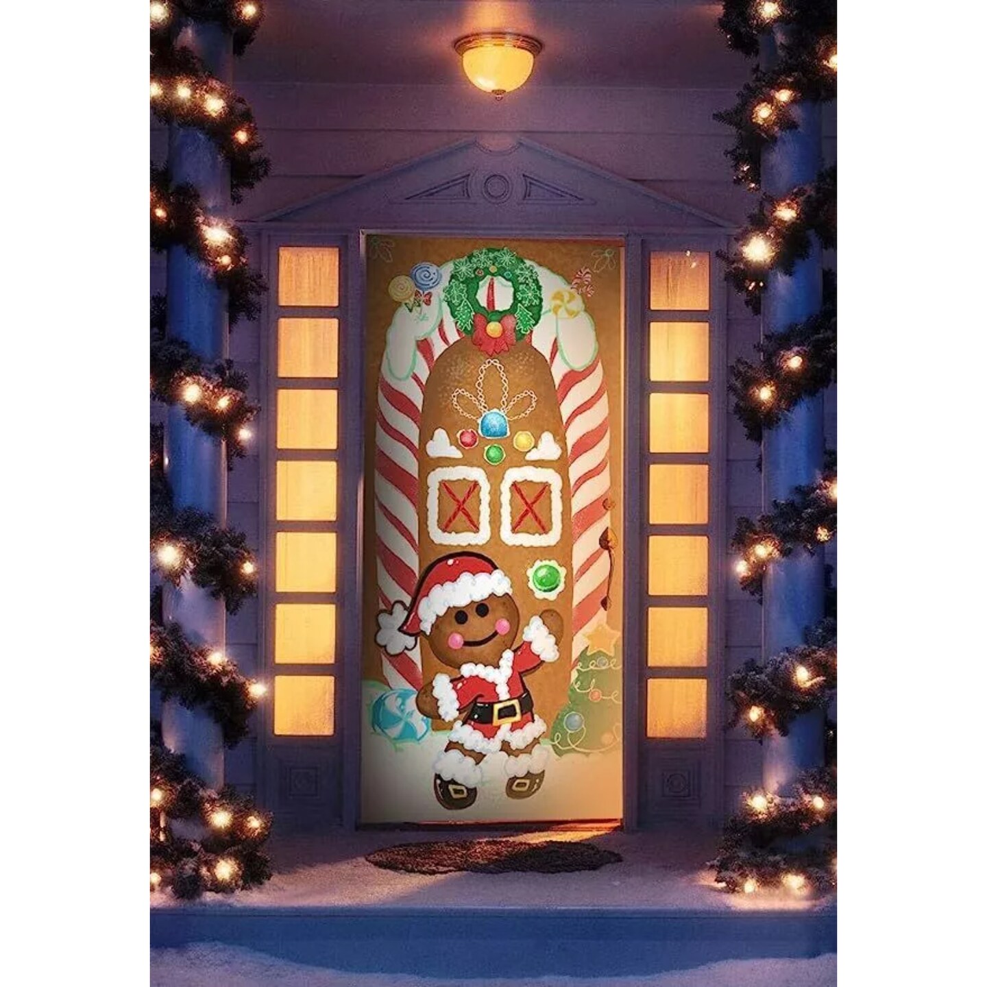 Kitcheniva Christmas Ginger Bread House Window Door Cover Decor 72&#x22; X 30&#x22;