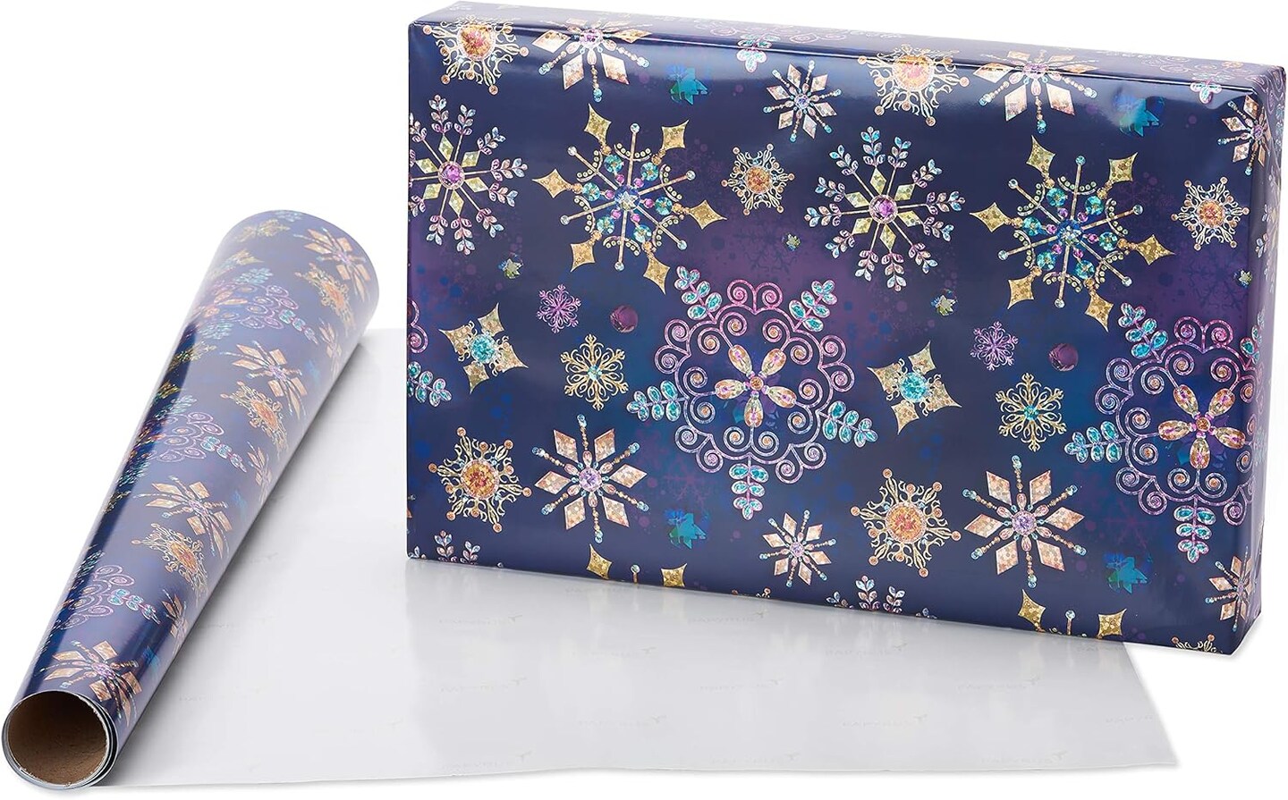 Wrapping Paper Rolls for Christmas, Hanukkah, and All Holidays, Snowflakes Print and Metallic Silver (3 Rolls, 62.5 sq. ft.)