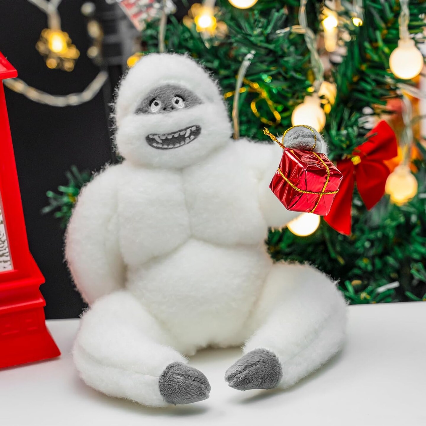 Abominable Snow Monster Tree Toppers Xmas Party Ornament, Pose-able Handmade Abominable Chimpanzees Hugger with Star (Snowman)