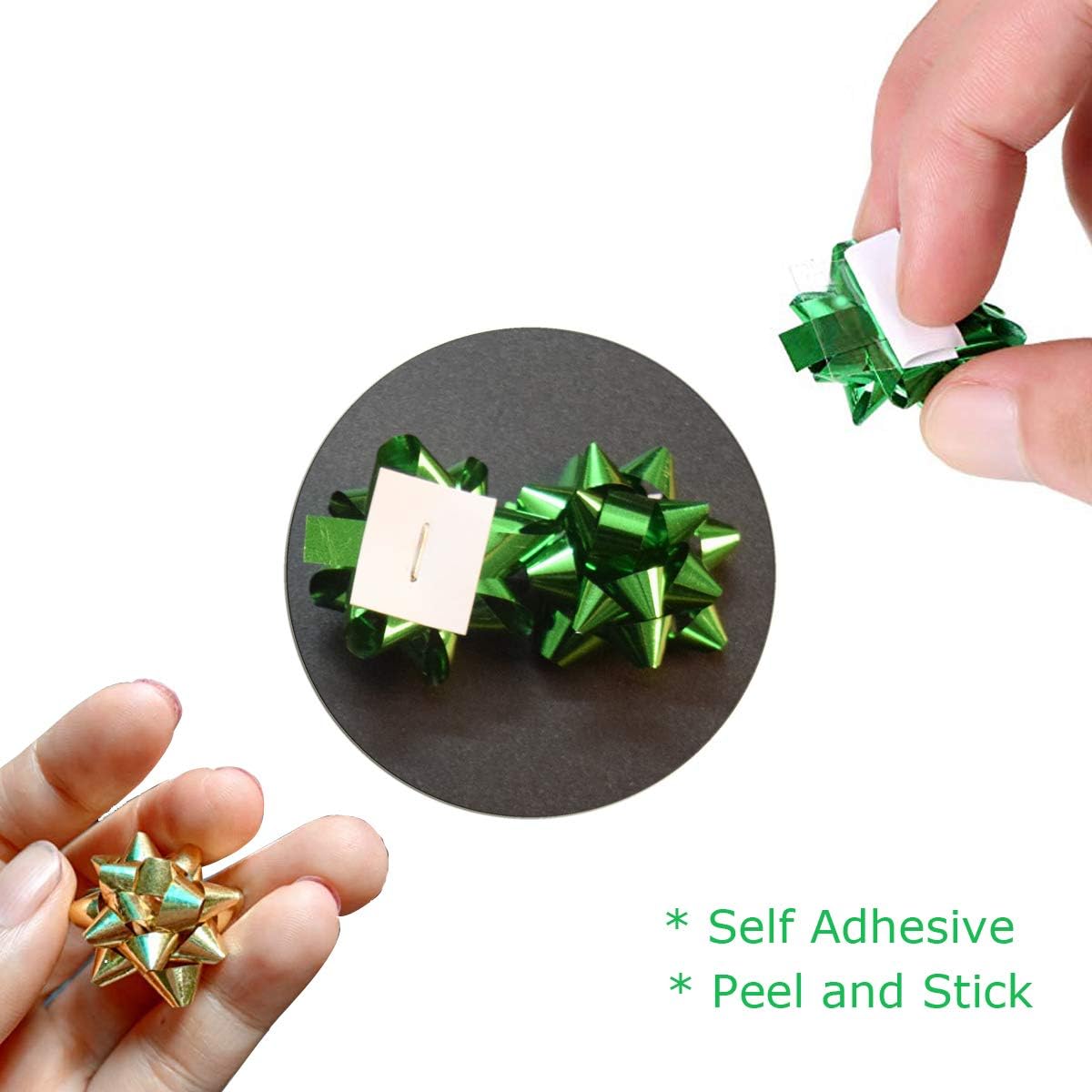 120pcs Mini Gift Bow, 1" Inch Metallic Star Bow Small Tiny Stick On Bows for Present Holiday Christmas Birthday Party Decoration Wrapping 6Color