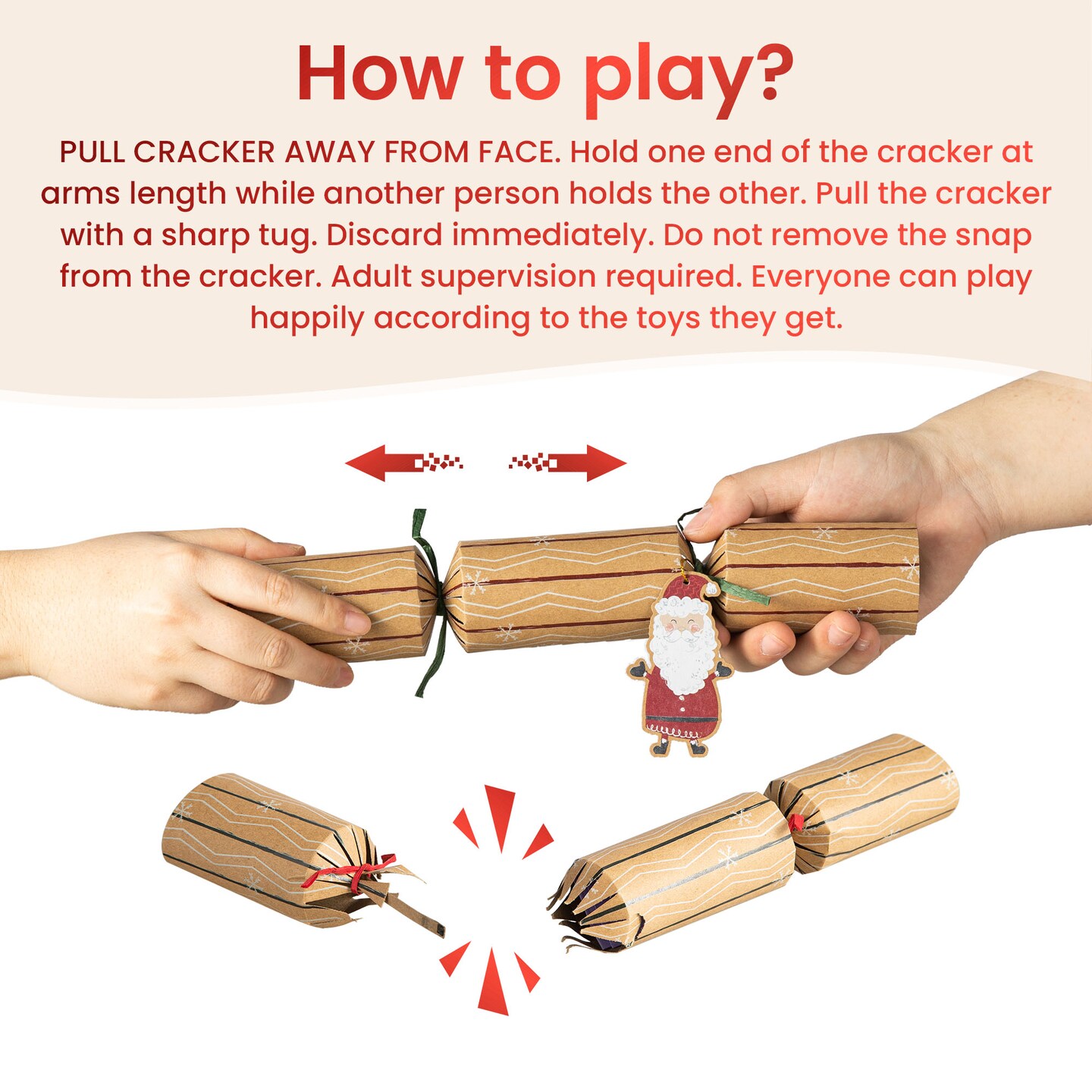 6PK 2''D X 12.00''H Christmas Party Cracker with Gift Contents