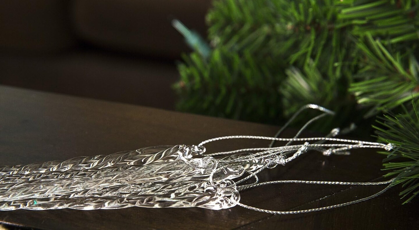 3-1/2-Inch-5-1/2-Inch Clear Glass Icicle Ornament Set of 24 Pieces (1)