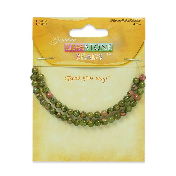 Unakite Gemstone Beads - 4mm - 45 pcs.